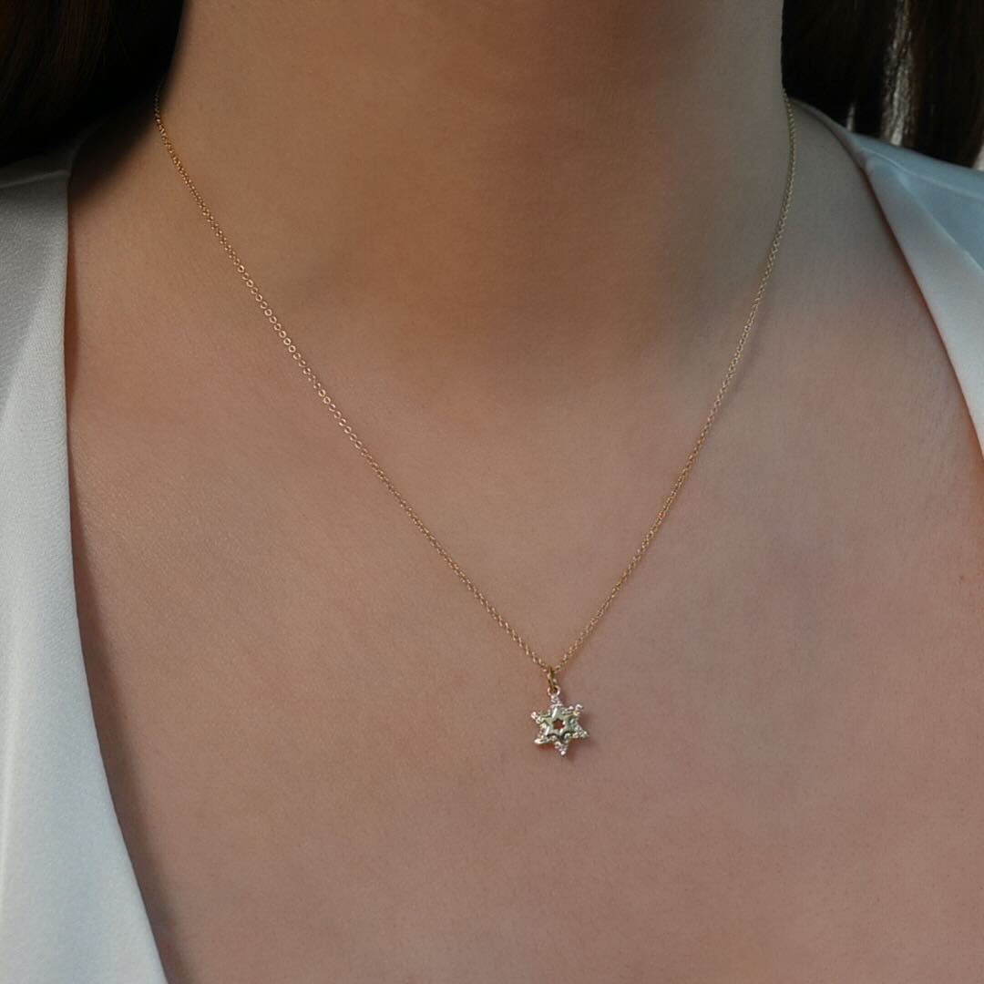 Small Bubble Jewish Star Charm with Chain