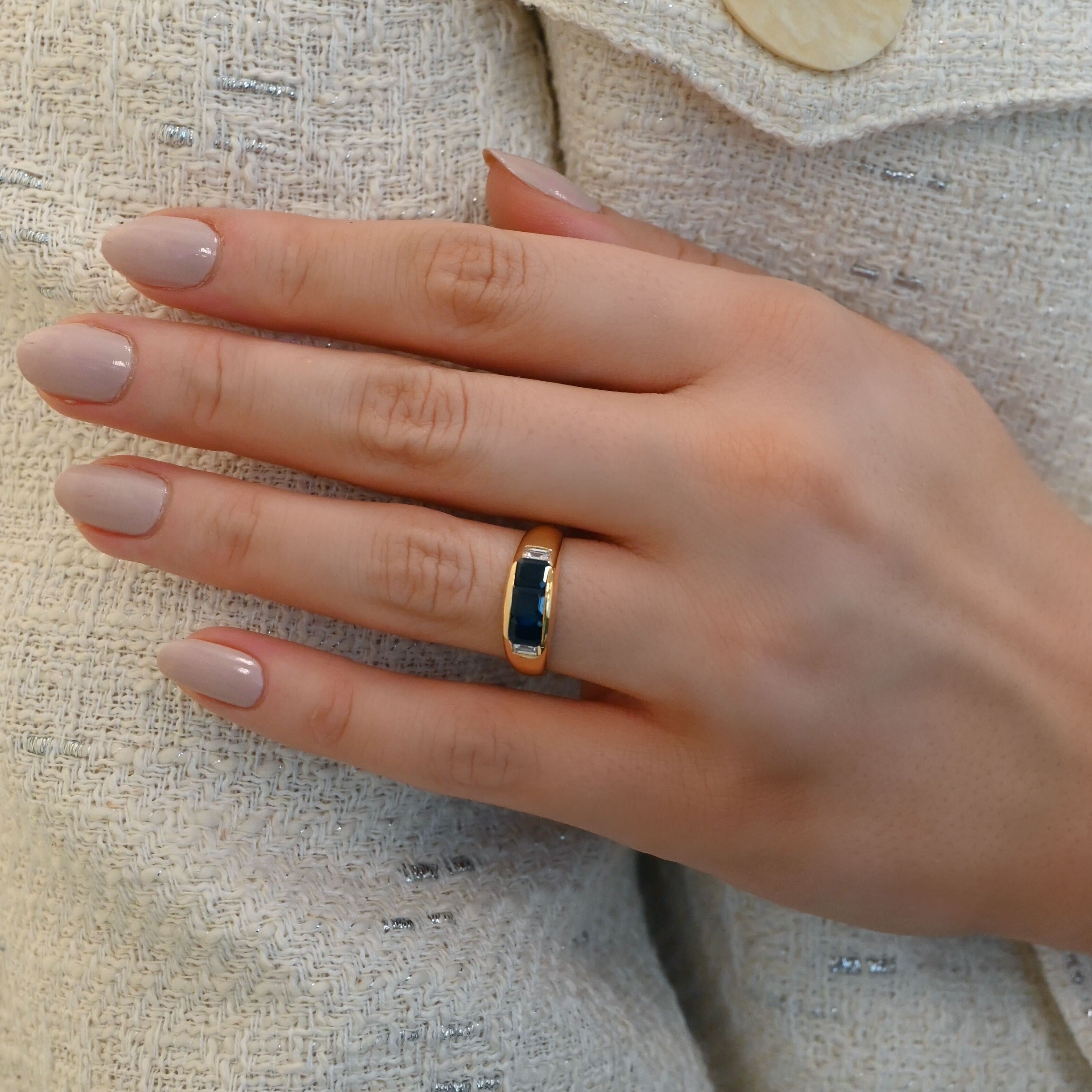 Vintage Blue Sapphire and Diamond Ring