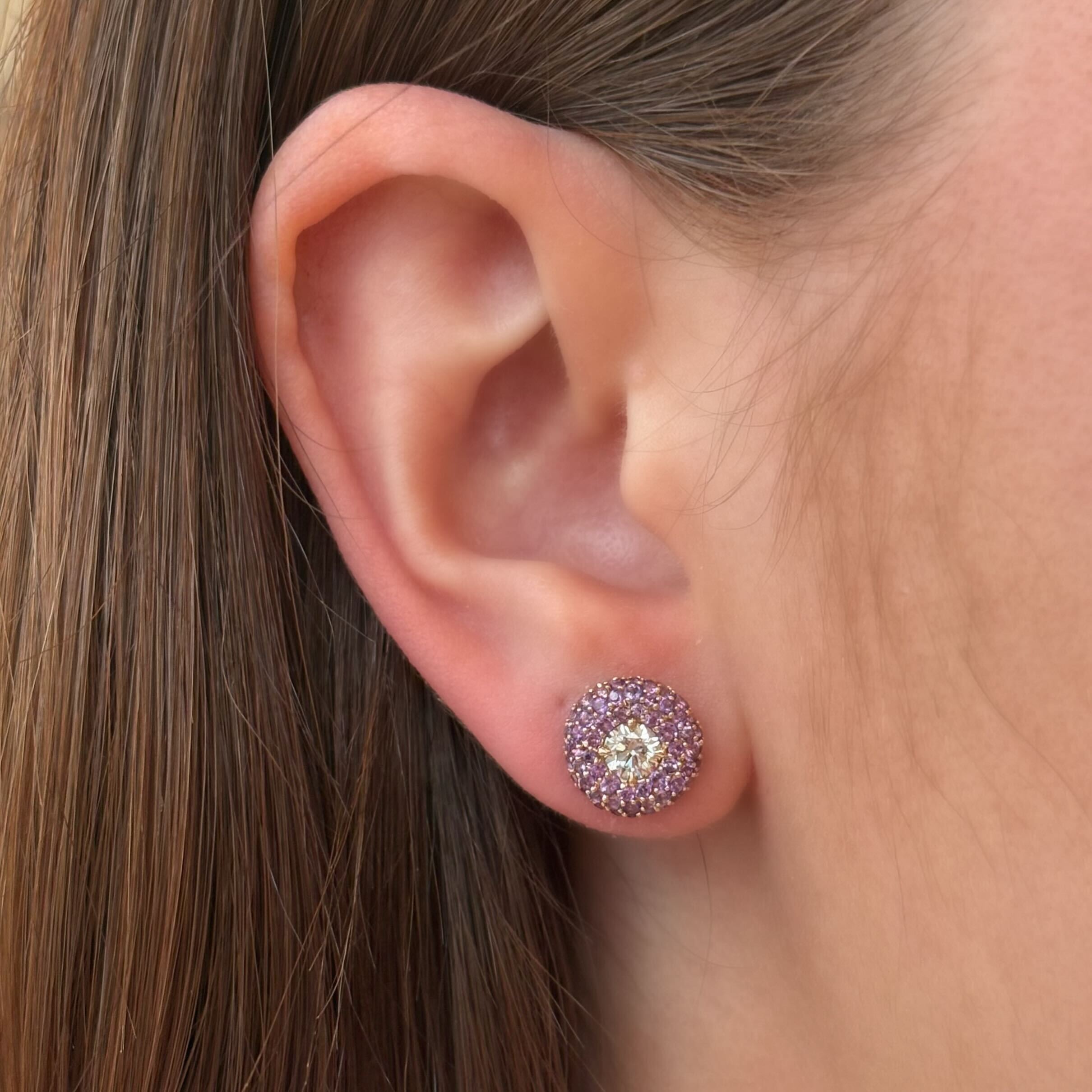 Vault Sale: Purple Amethyst and Diamond Donut Studs YG