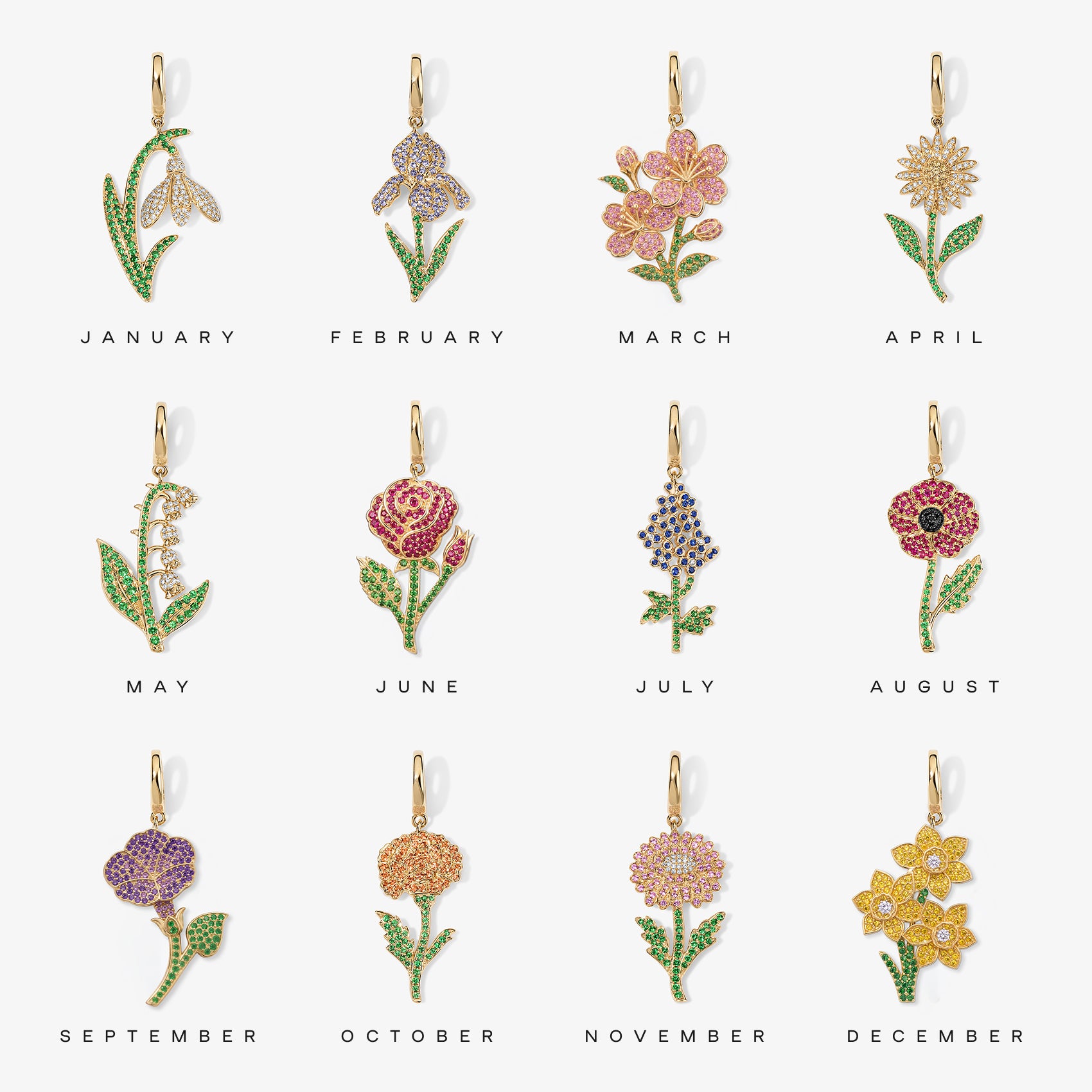 Large Token Chrysanthenum Birth Flower Charm