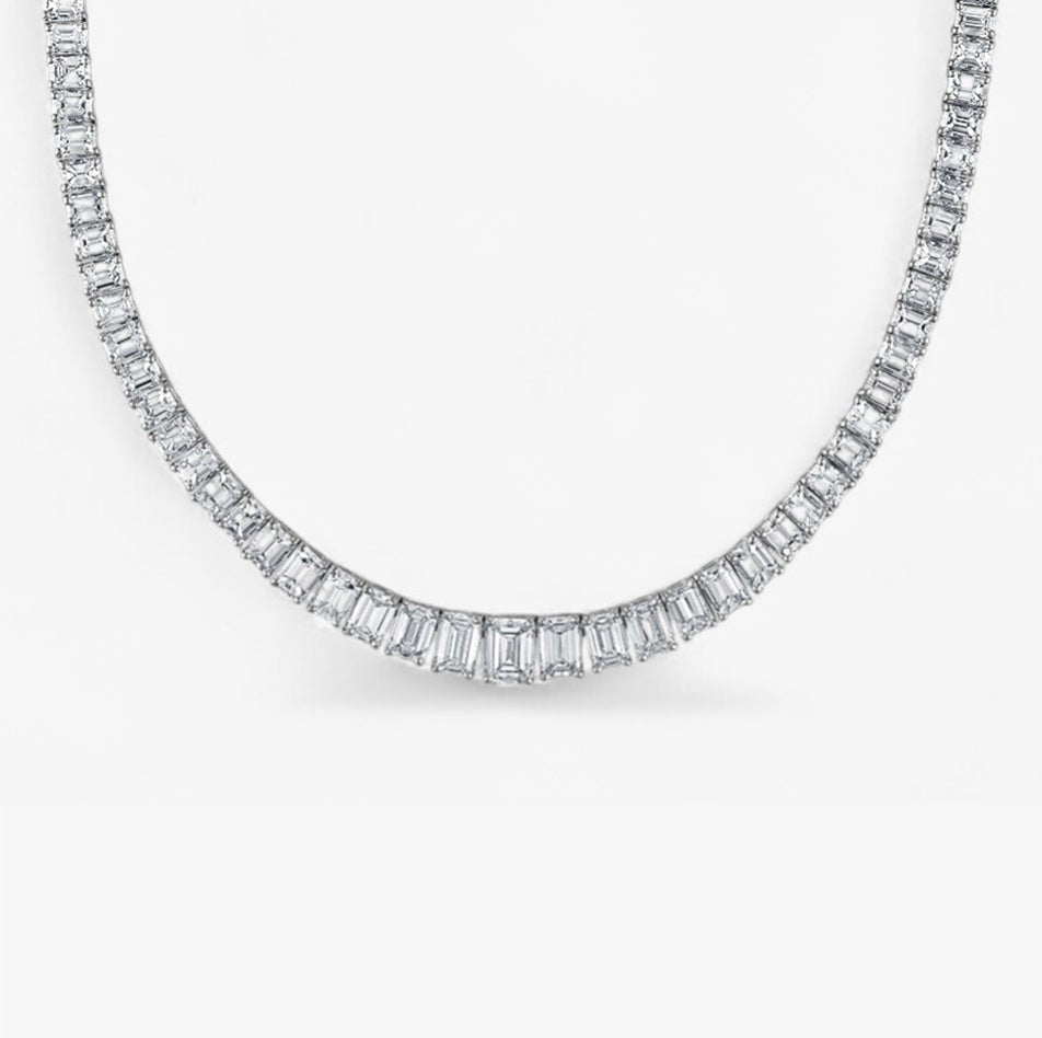 Signature Graduated Emerald Cut Tennis Necklace