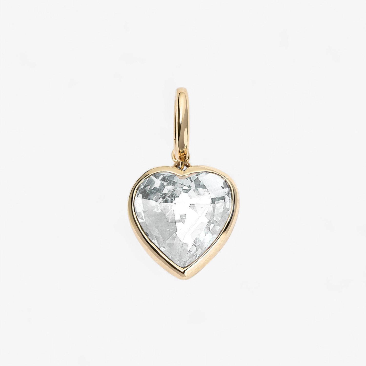 White Topaz Heart Charm