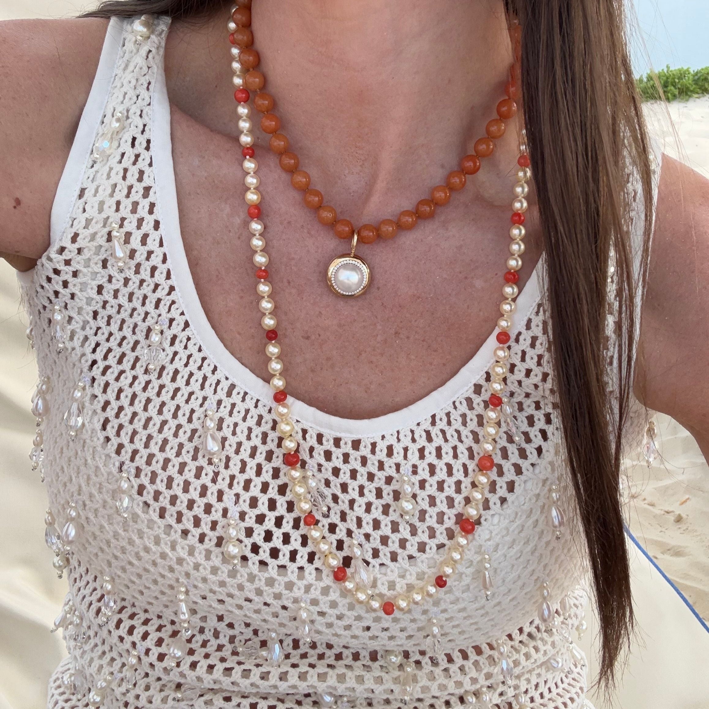 Red Aventurine Beaded Necklace