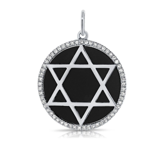 Black Agate Star of David Pendant