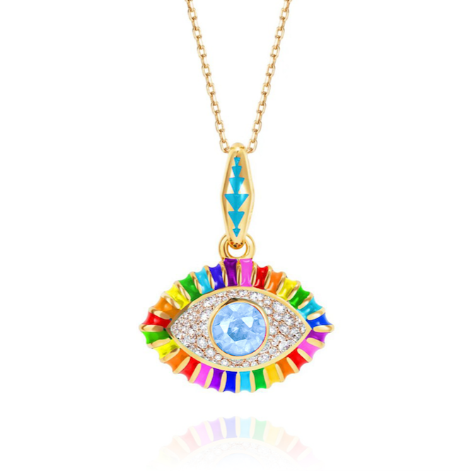Life in Colour Eye Pendant in Rainbow and Blue Topaz