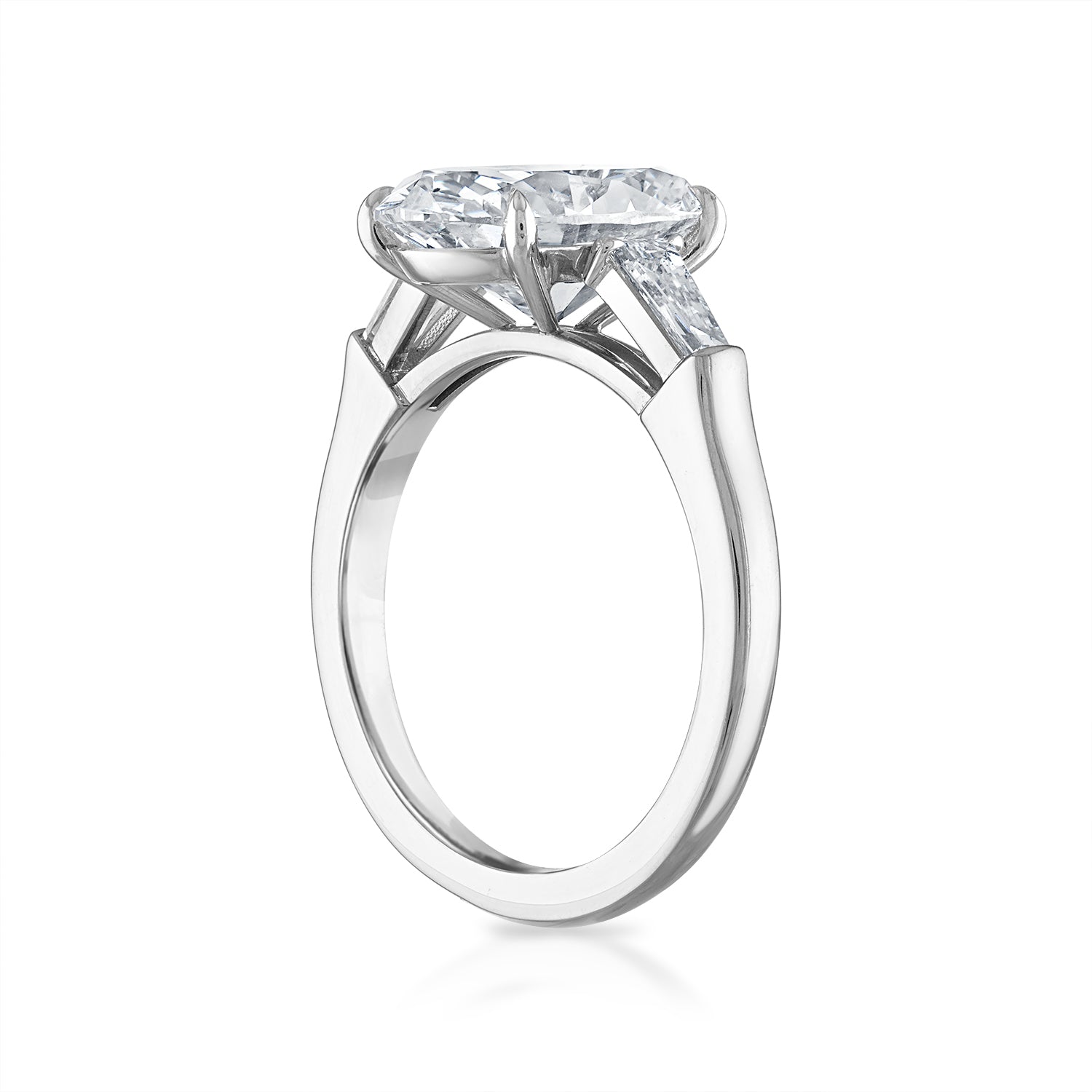 Set Oval Baguette Engagement Ring Oval Three-Stone With Tapered