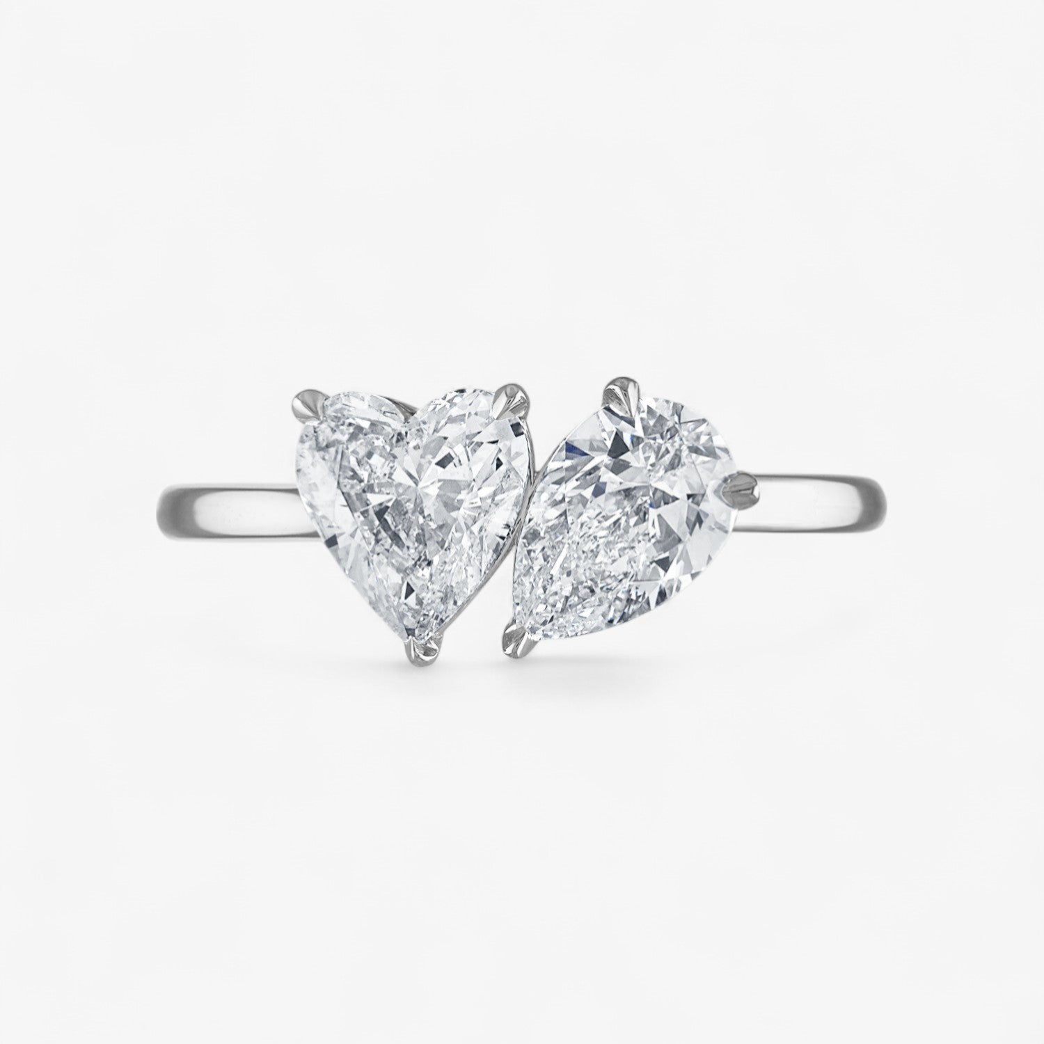 Heart Shaped and Pear Shaped Two-Stone Engagement Ring