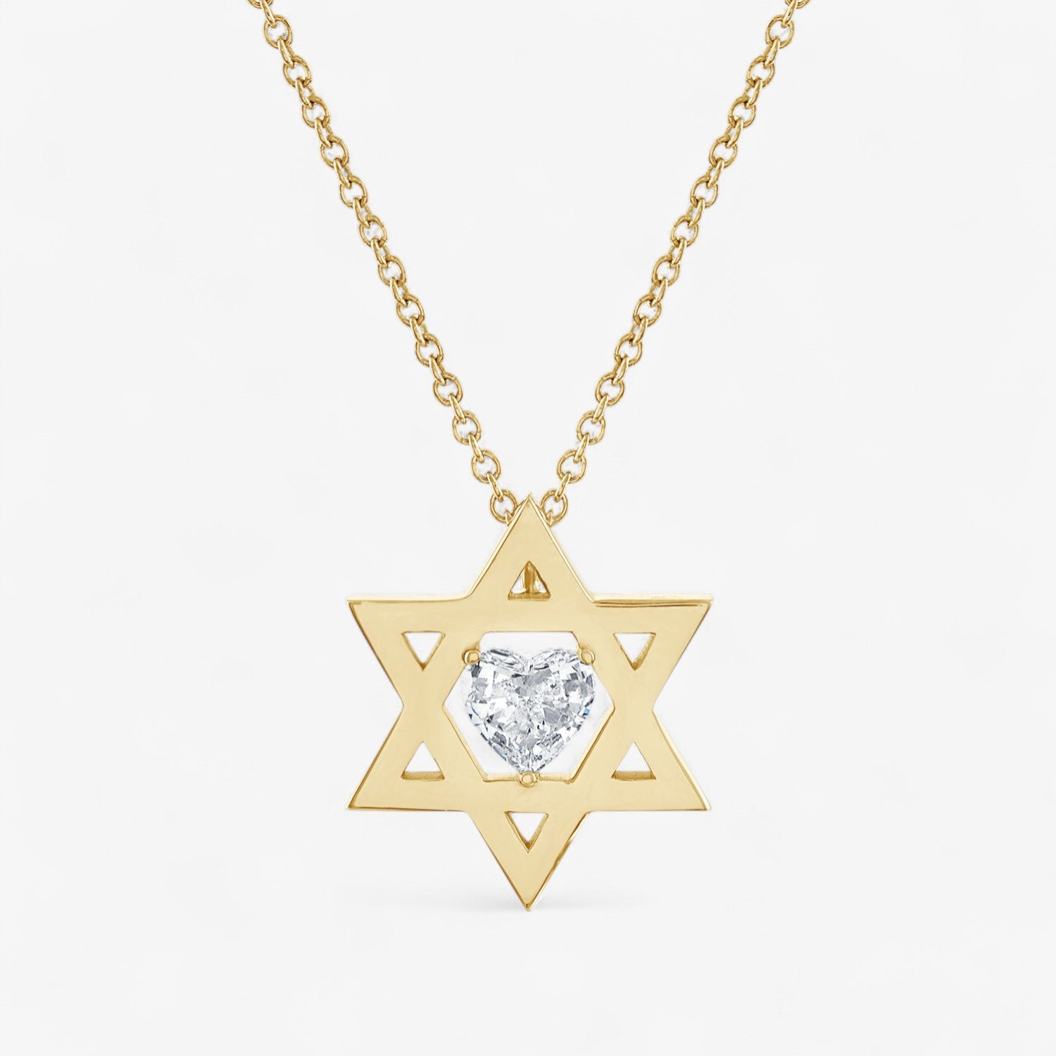 Floating Diamond Heart Star of David