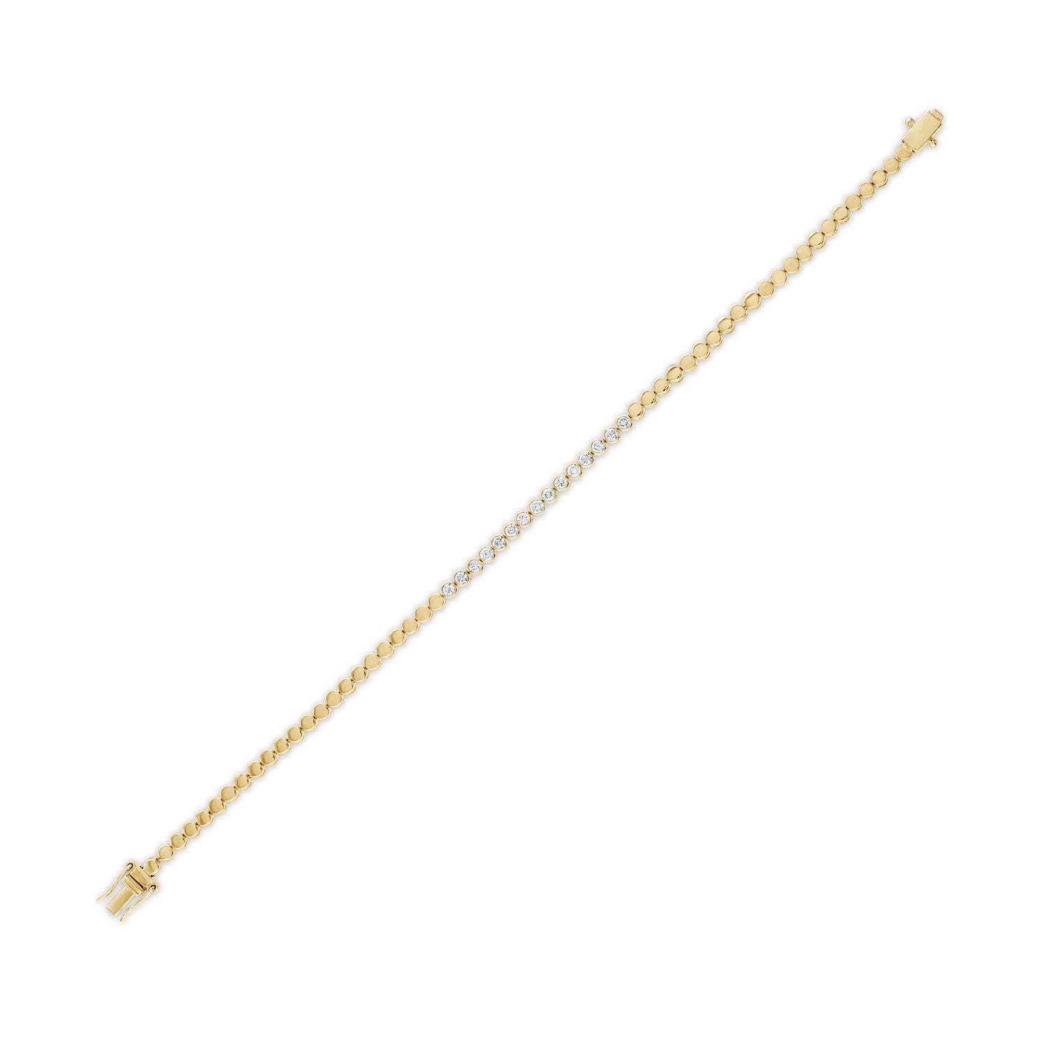 Vault Sale: Gold Bead and Bezel Tennis Bracelet 4CT in Yellow Gold 6in