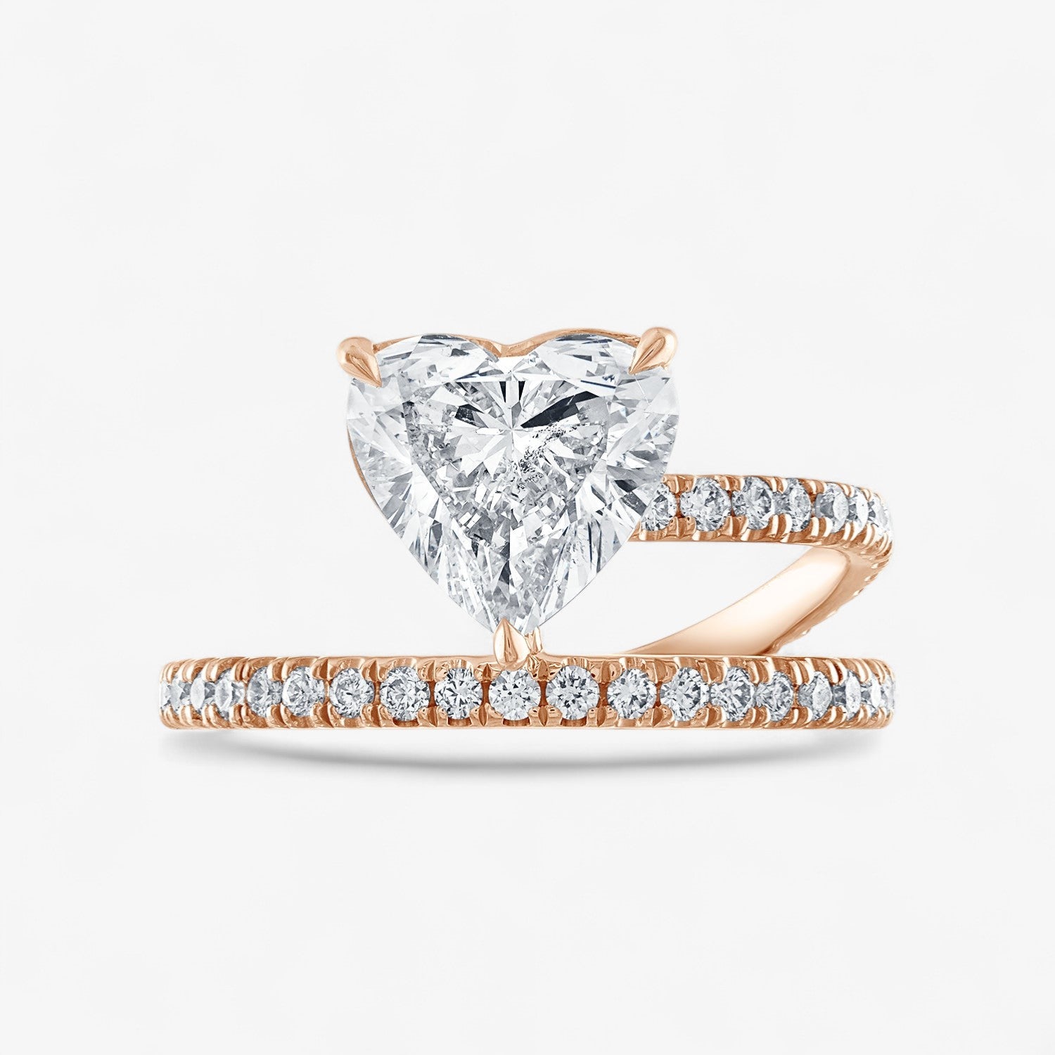 Heart Shaped Pave Band and a Half Engagement Ring