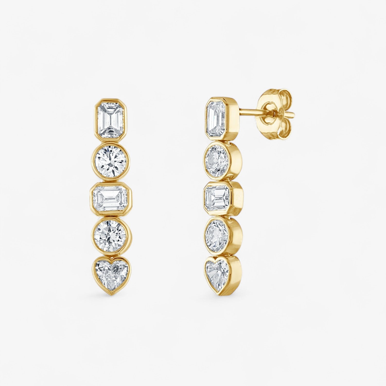 Fancy Bezel Bar Earring