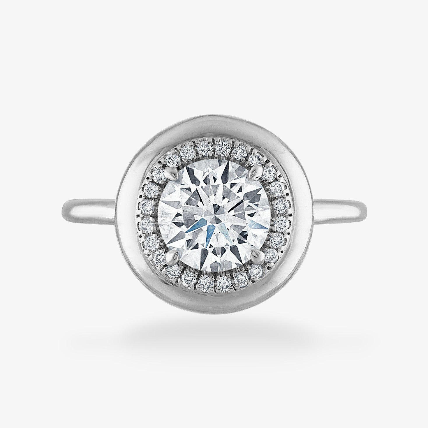 1.23ct Round Diamond Button Engagement Ring