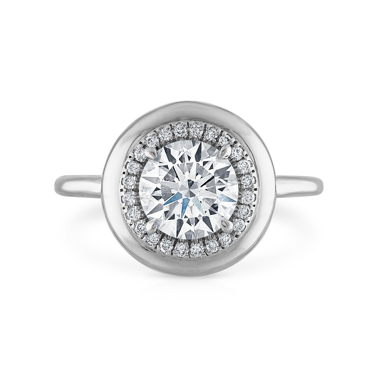 1.23ct Round Diamond Button Engagement Ring