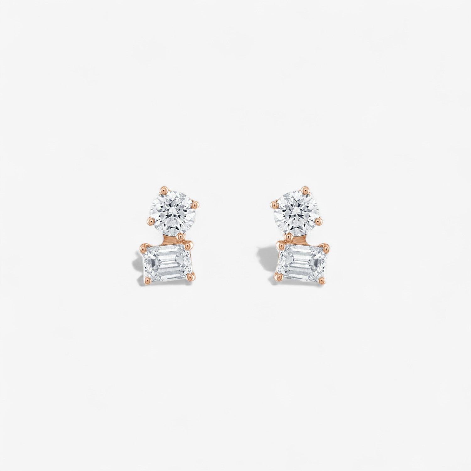 Mini Round-Emerald Two Stone Earring