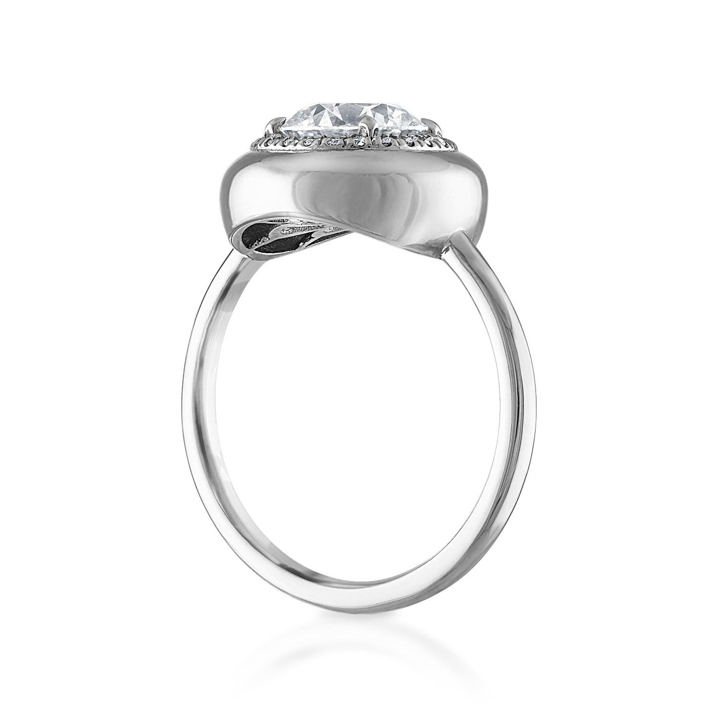 1.23ct Round Diamond Button Engagement Ring