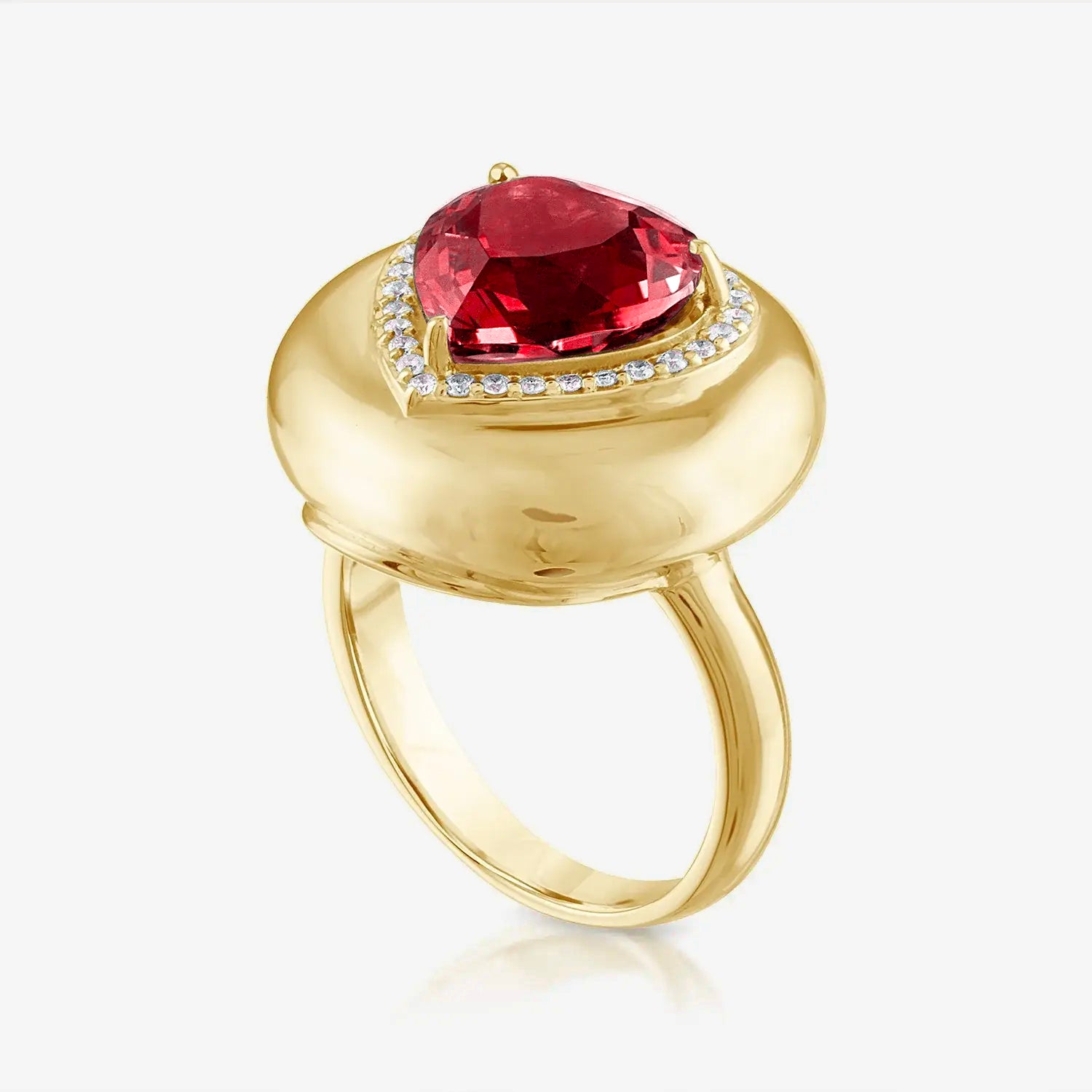 Garnet Candy Button Heart Ring