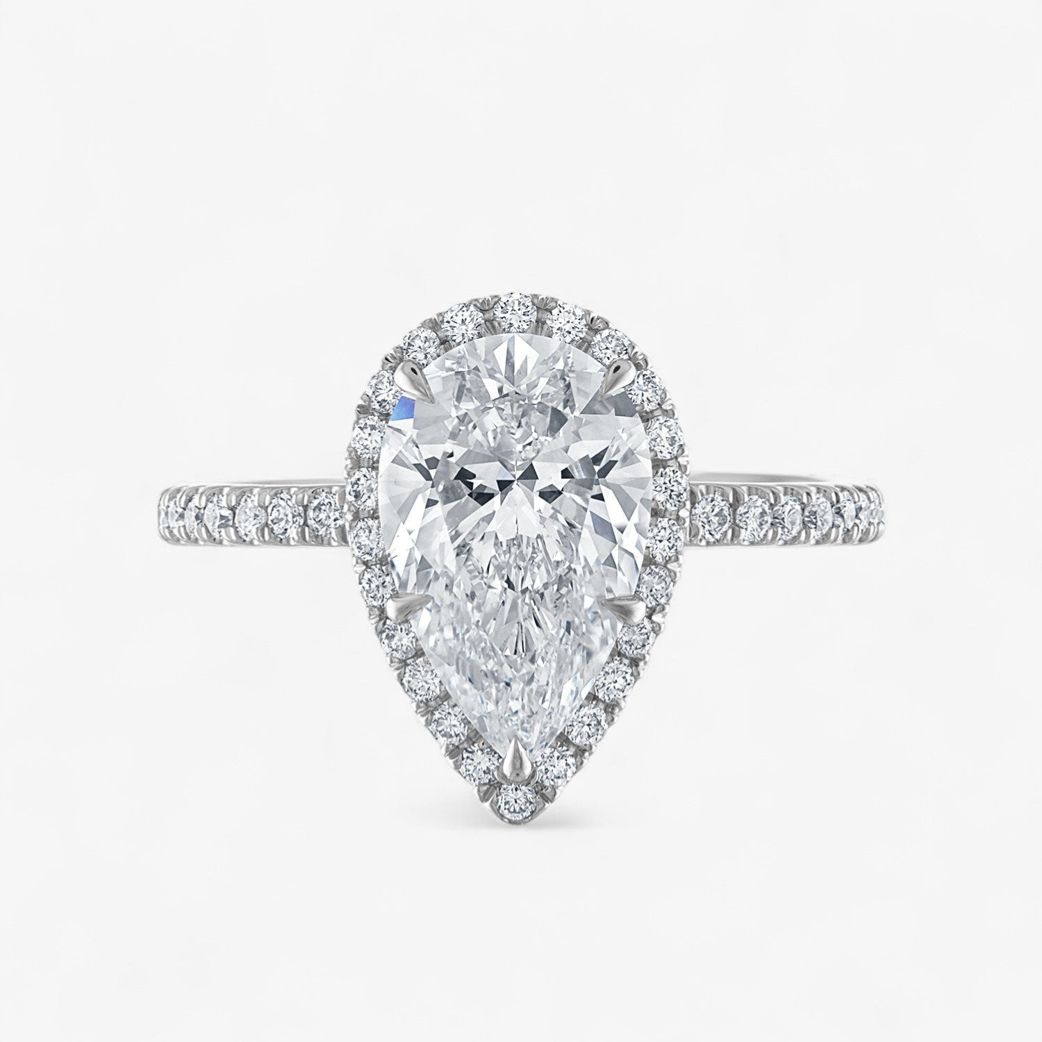 Pear Shape with Pave Halo and Band Engagement Ring