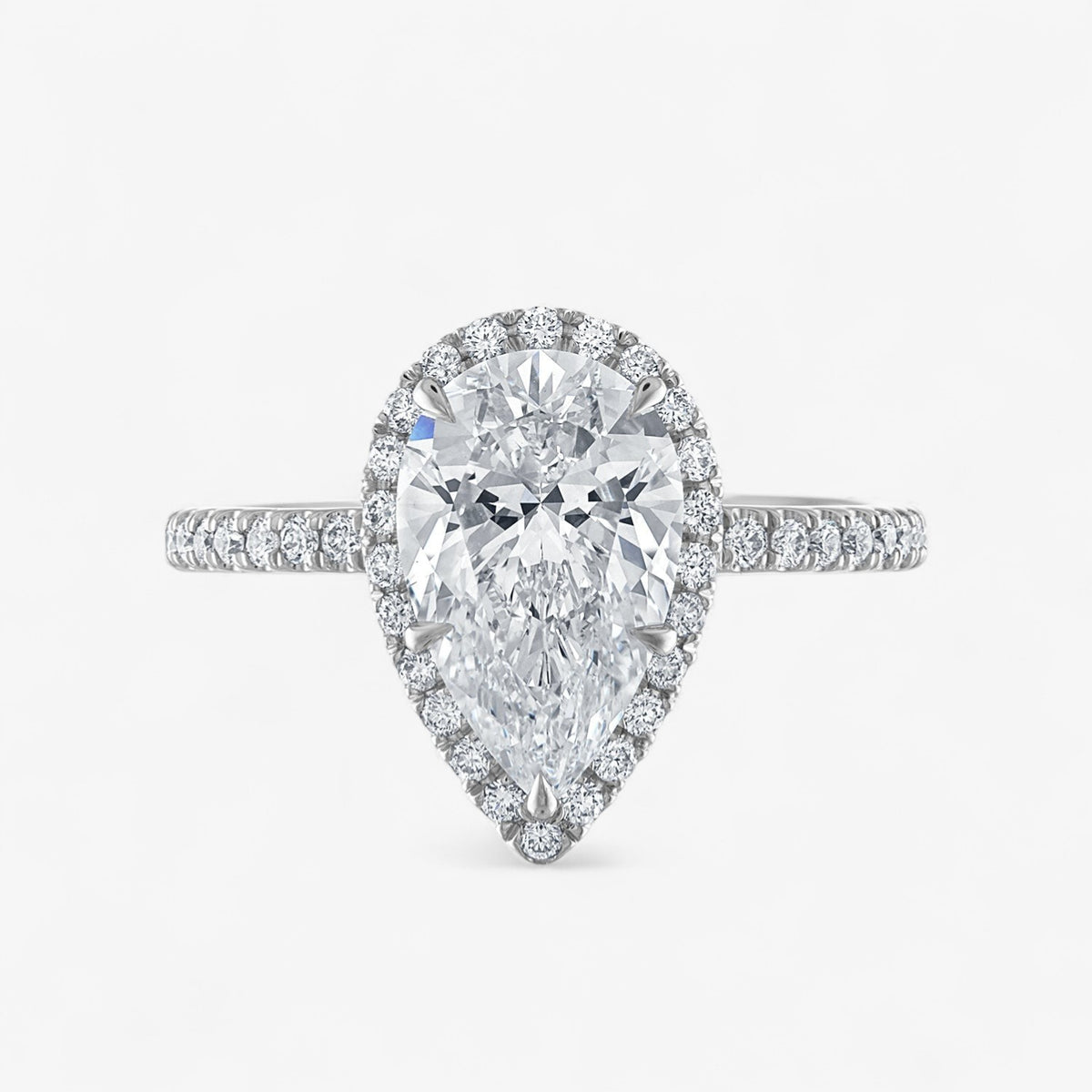 Signature Pear Shape with Pave Halo and Band Engagement Ring ...