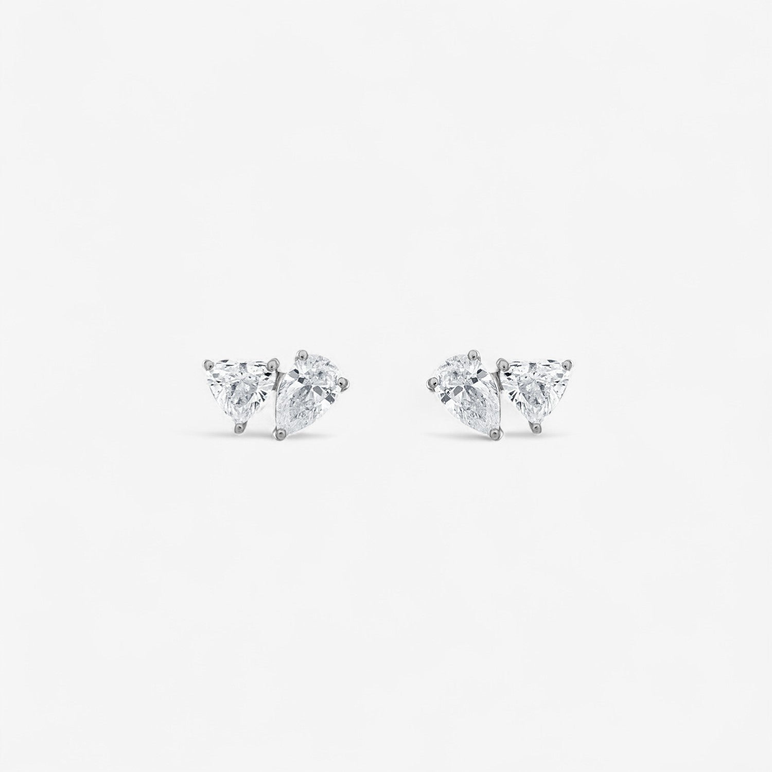 Mini Pear-Heart Two Stone Earring