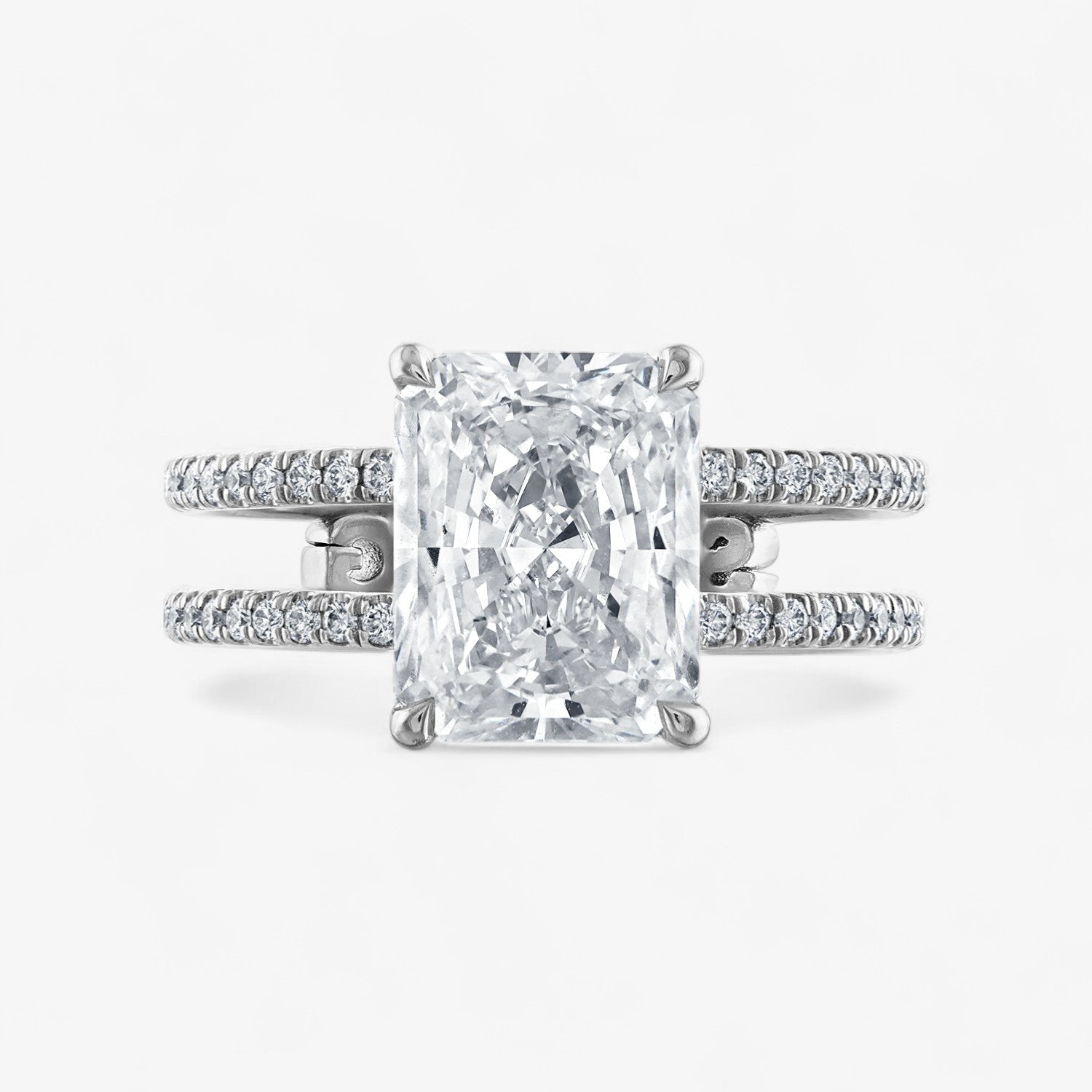 3.02ct Radiant Cut Double Pave Engagement Ring