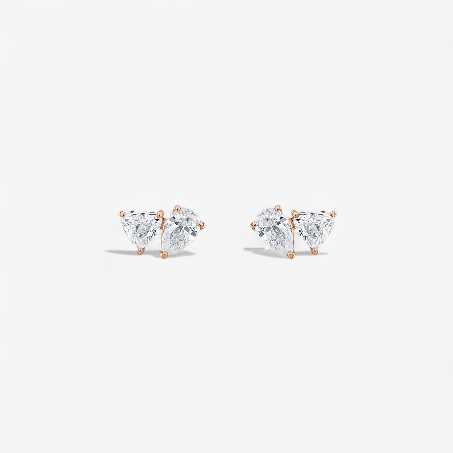 Mini Pear-Heart Two Stone Earring
