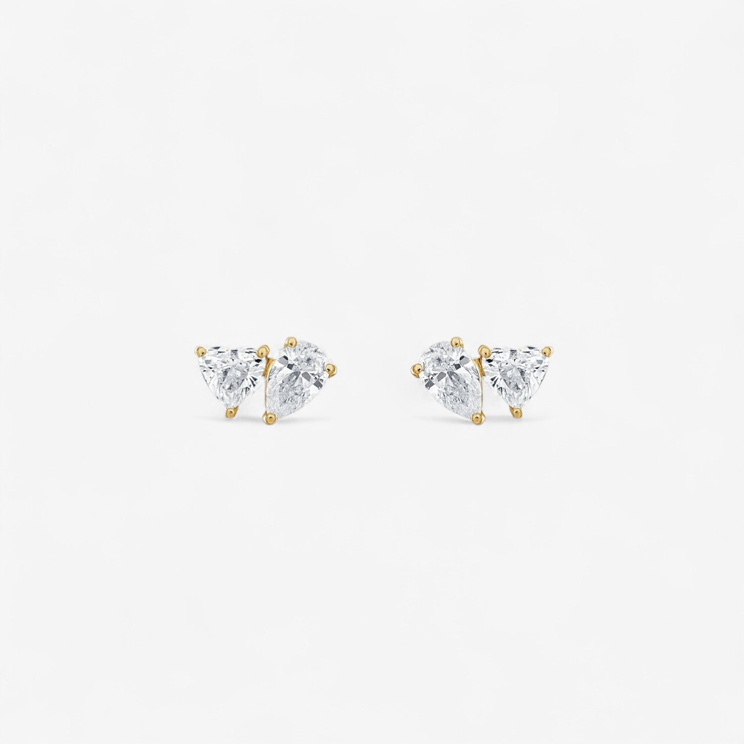 Mini Pear-Heart Two Stone Earring