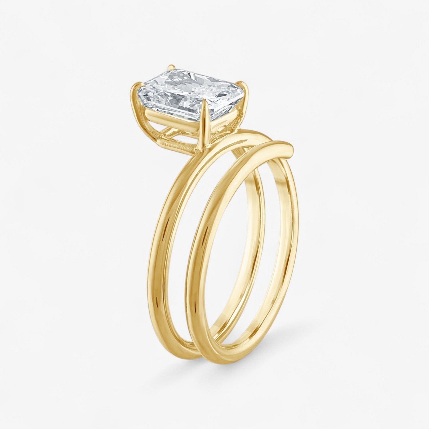 Signature Radiant Cut Coiled Rounded Shank Engagement Ring