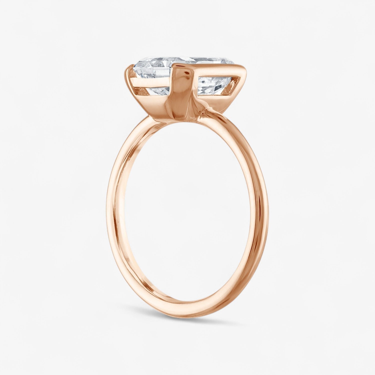 Radiant Cut Half Bezel Engagement Ring
