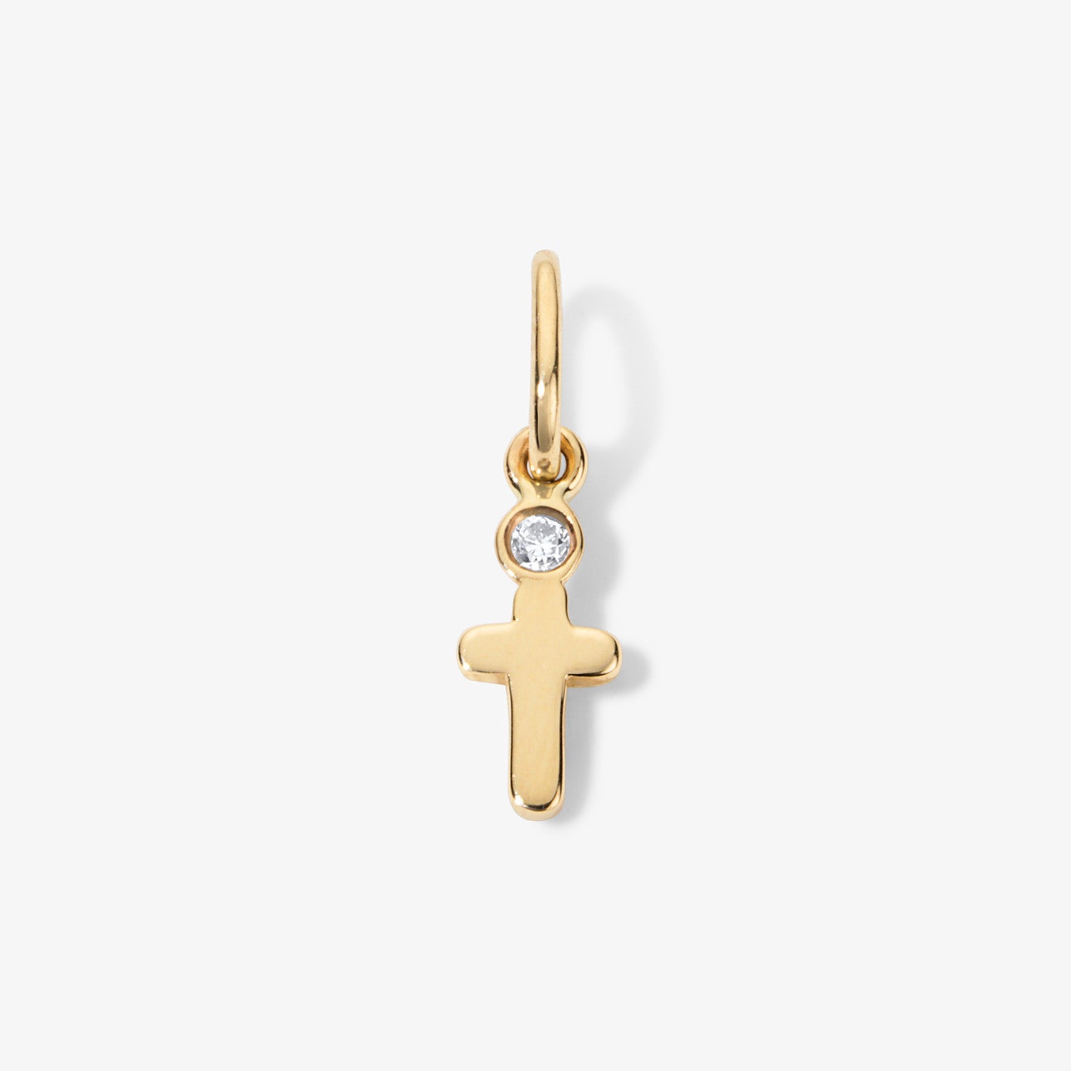 Baby Bubble Cross Diamond Charm 14K Yellow Gold