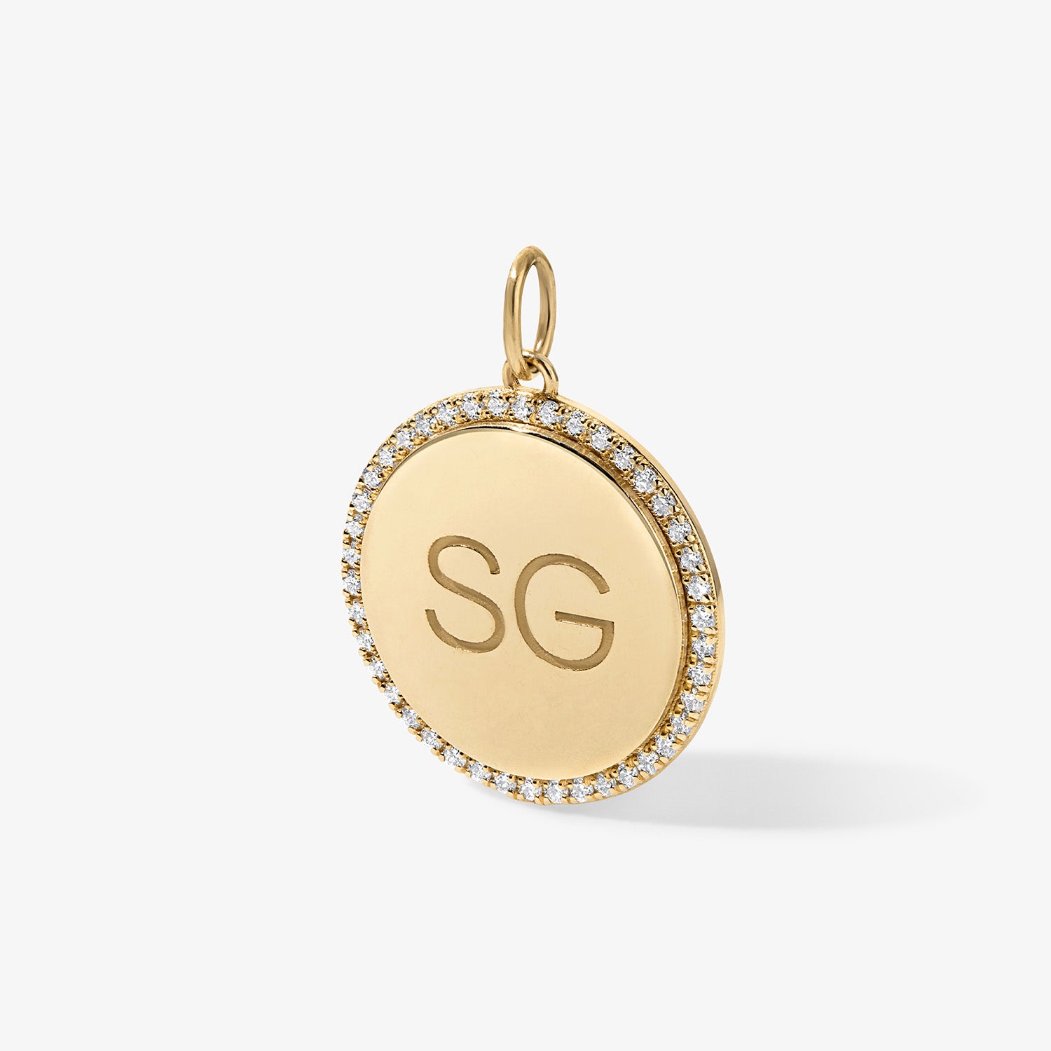 Large Round Bubble Charm with Pave Outline
