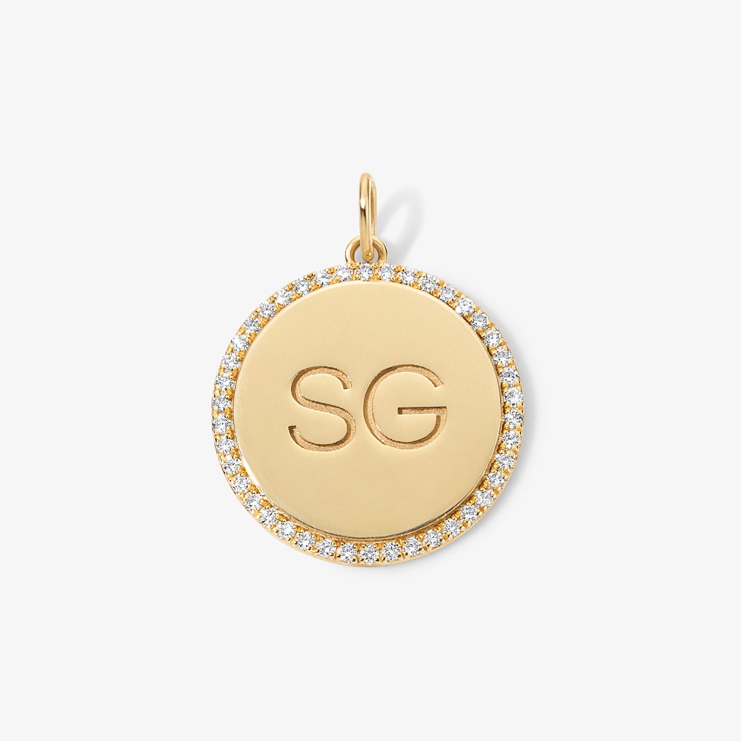 Large Round Bubble Charm with Pave Outline