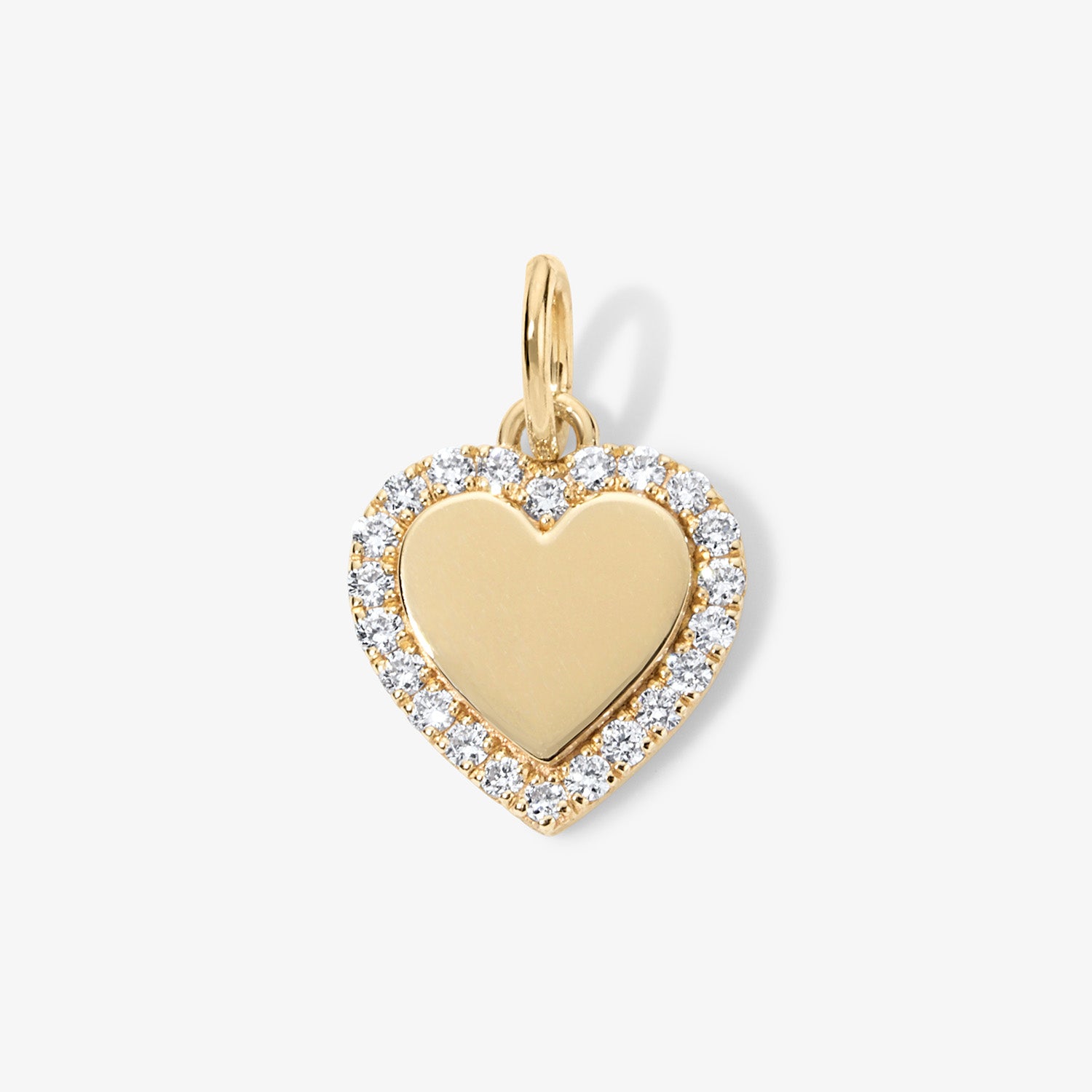 Small Heart Bubble Charm with Pave Outline 14K Yellow Gold