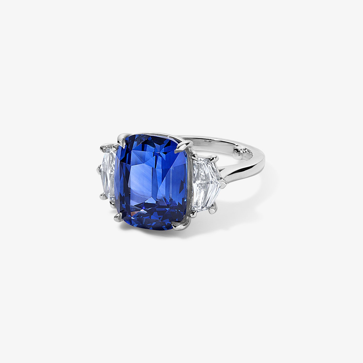 8CT Sapphire Ring With Diamond Epaulettes