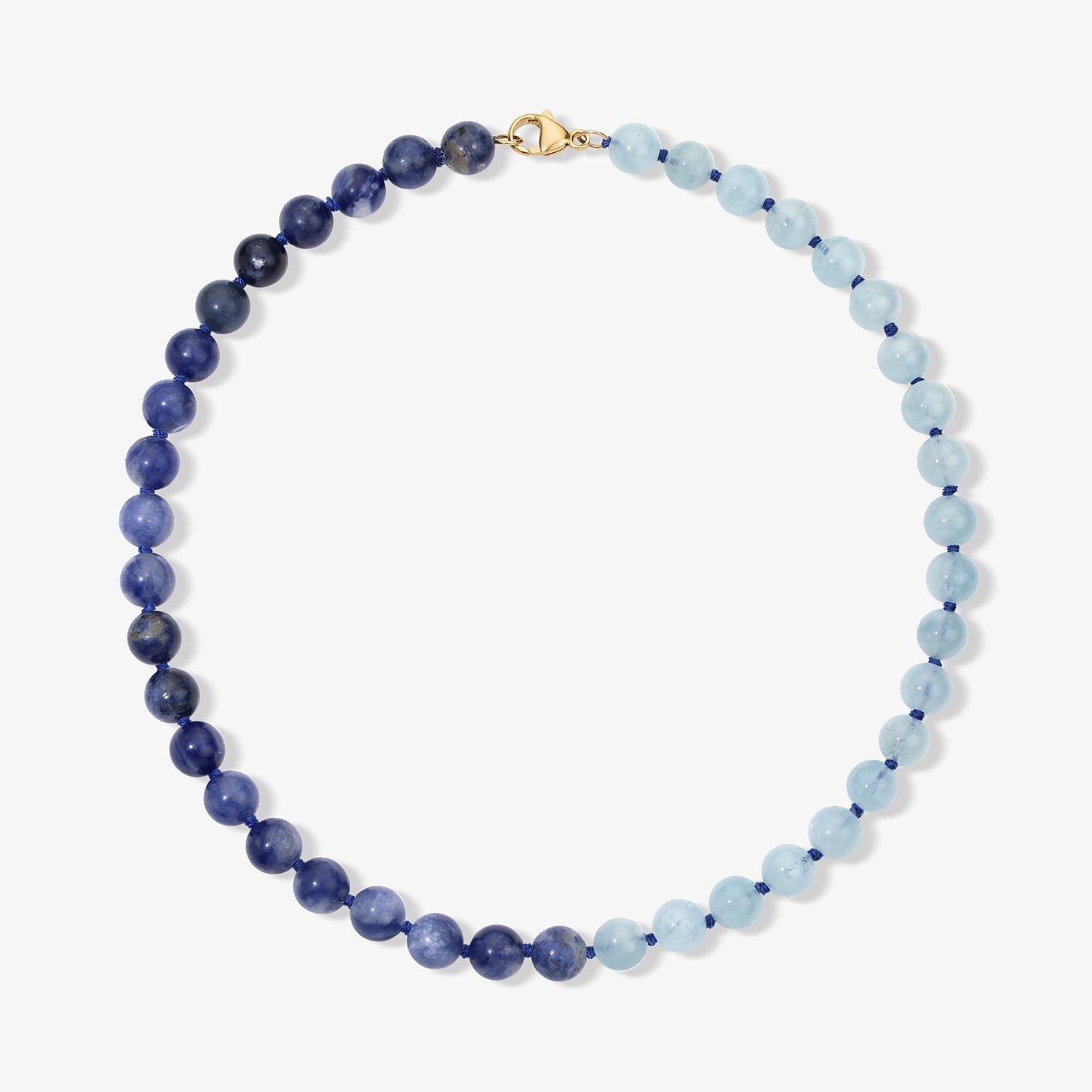 Kendall Two Tone Aquamarine and Sodalite Beaded Necklace