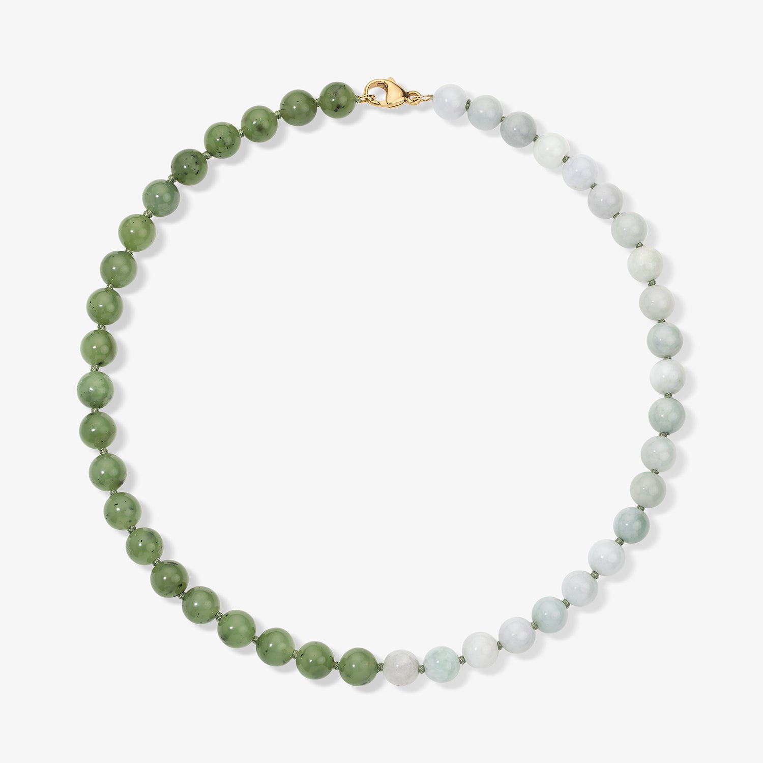 Kendall Two Tone Nephrite Jade and Jadeite Beaded Necklace