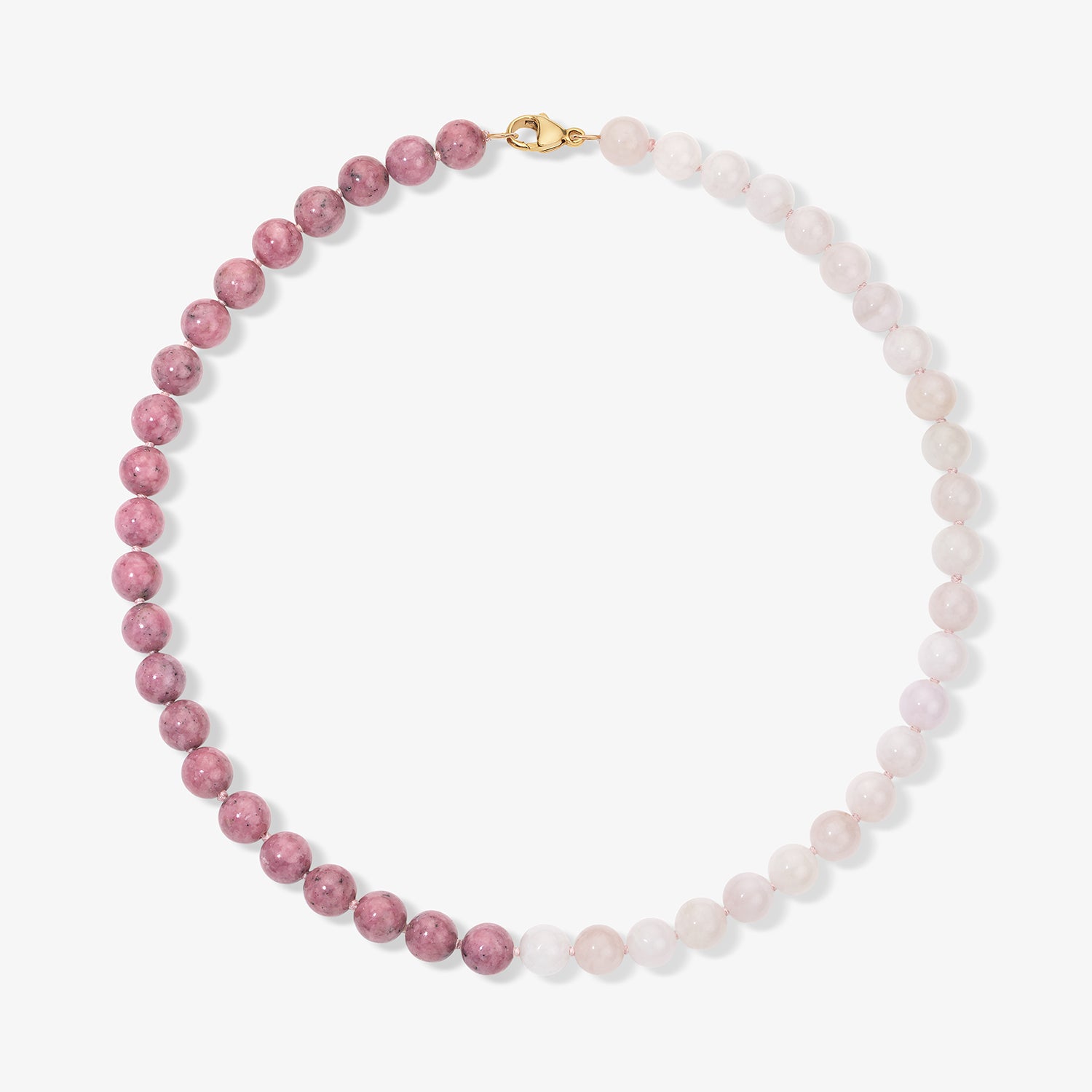 Kendall Two Tone Pink Morganite and Rhodonite Beaded Necklace