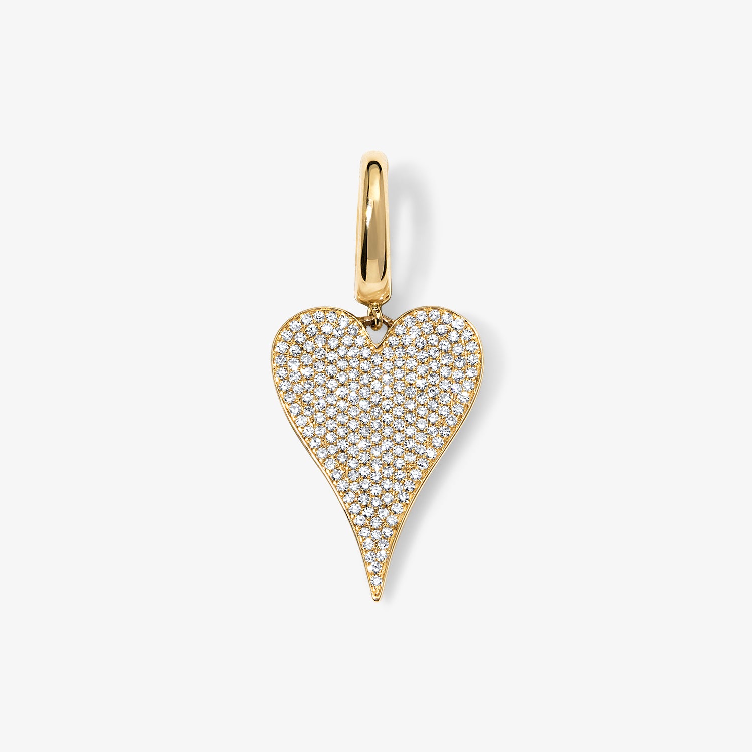 Medium Token Pave Heart Charm 14K Yellow Gold