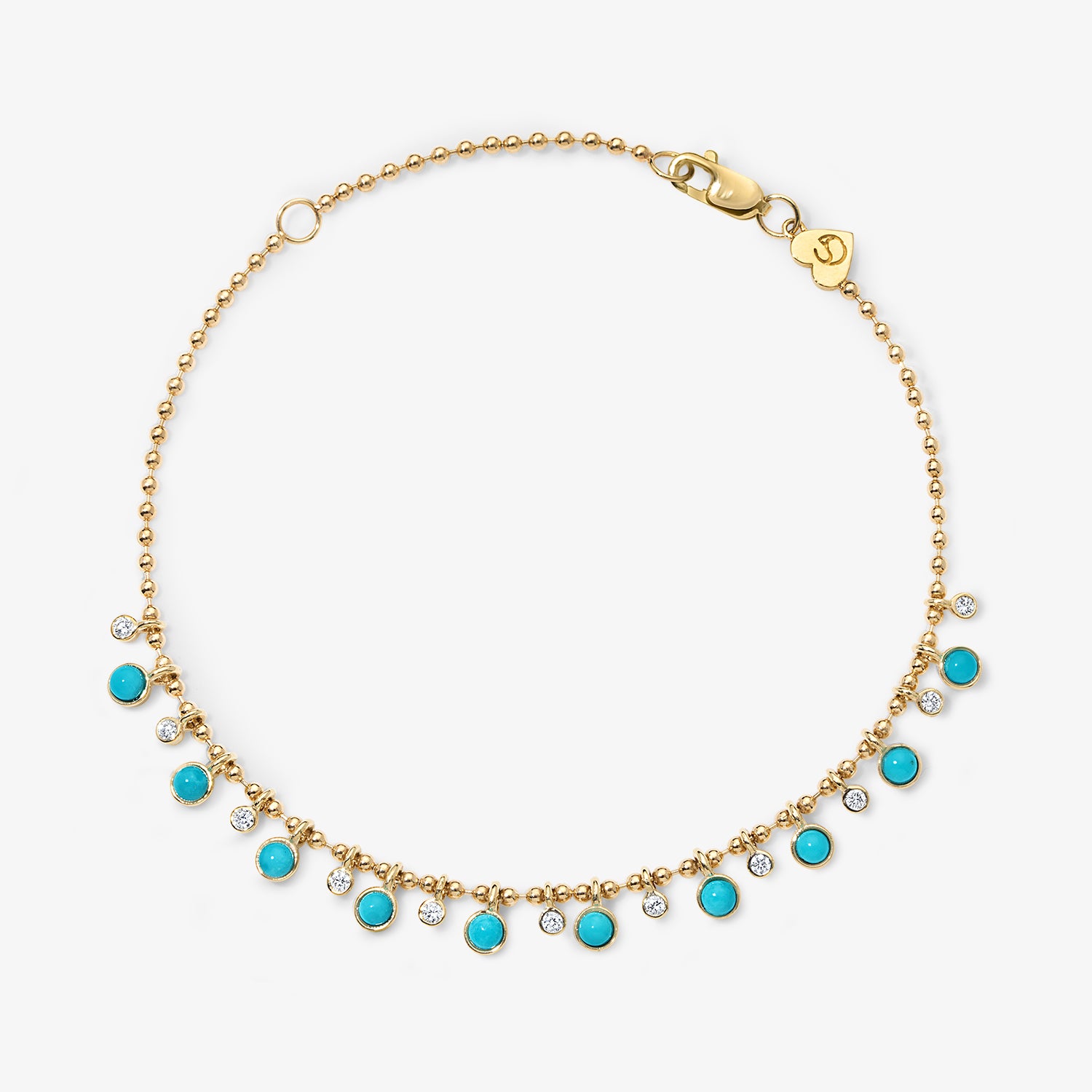 Dakota Turquoise Shaker Bracelet 14K Yellow Gold