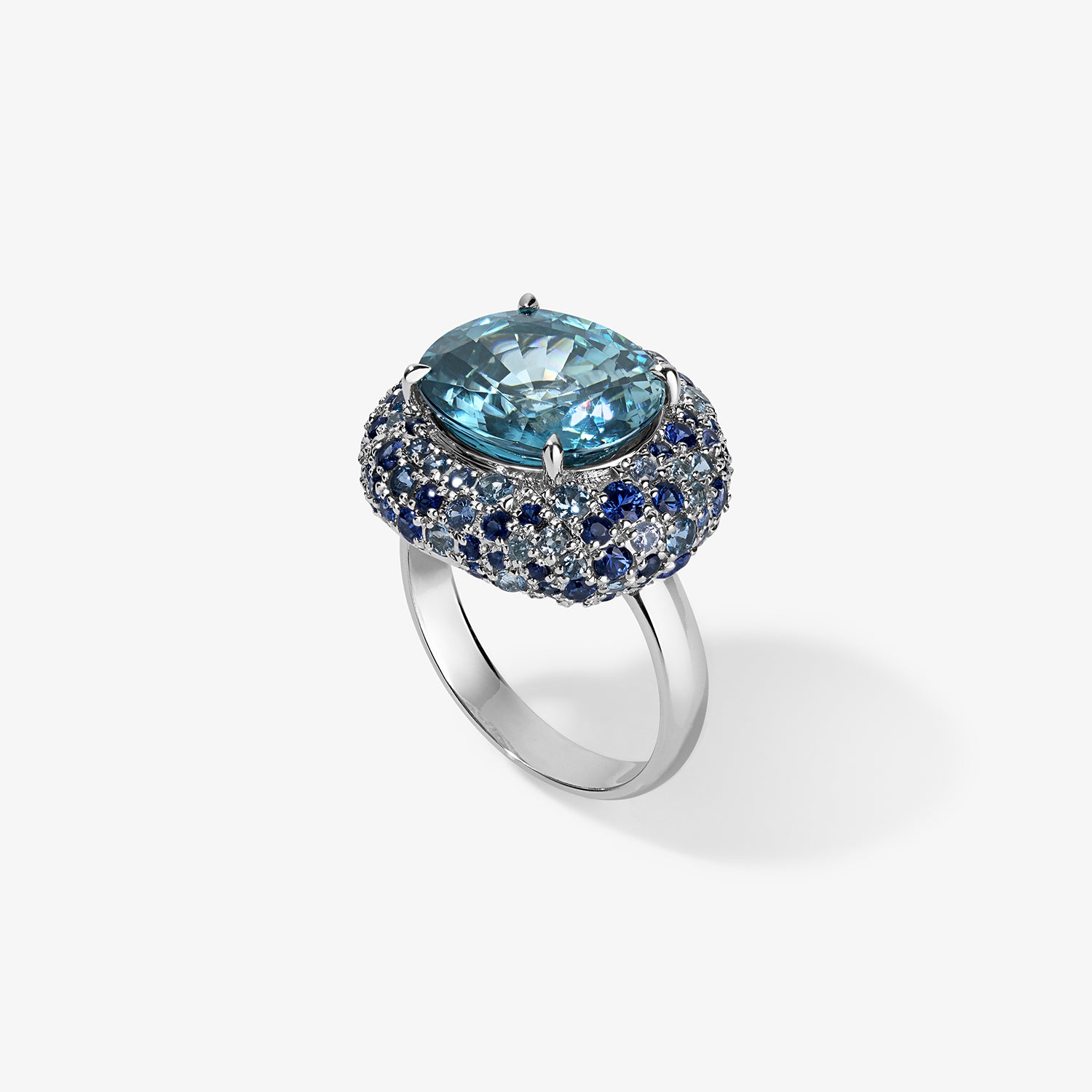 Candy Button Blue Zircon Bombe Ring