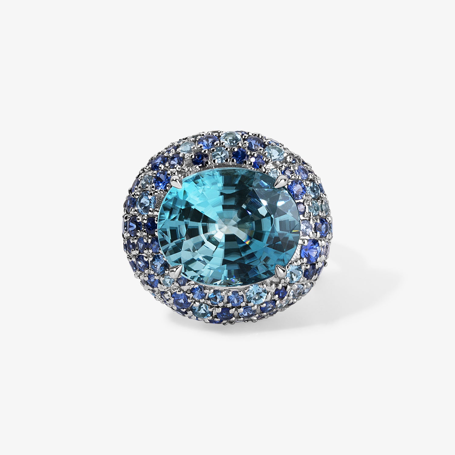 Candy Button Blue Zircon Bombe Ring