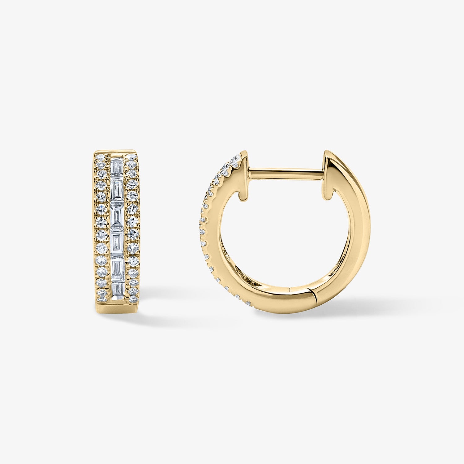 Julietta Pave Baguette Huggies 14K Yellow Gold