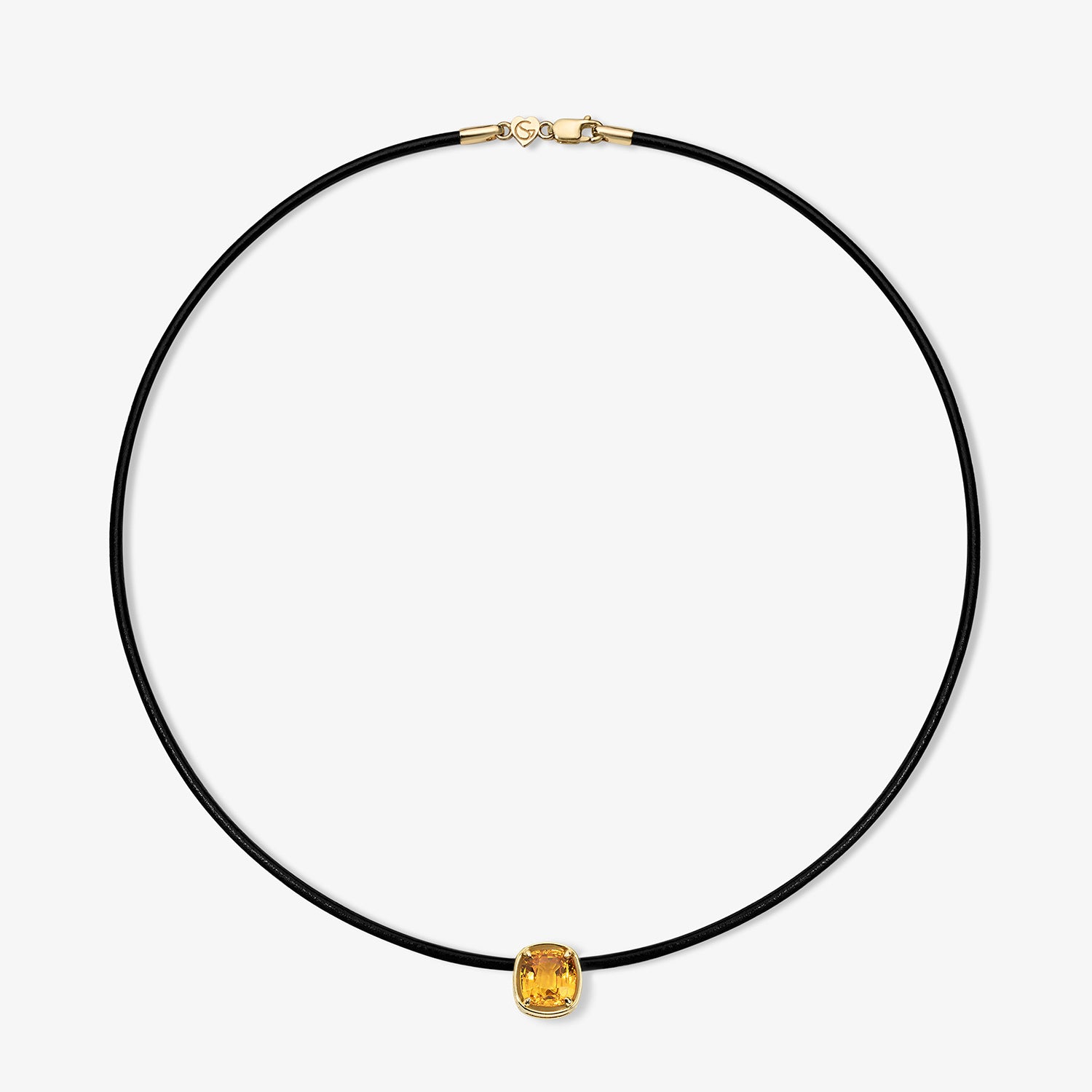 Margot Orange Sapphire Cushion Cut Necklace