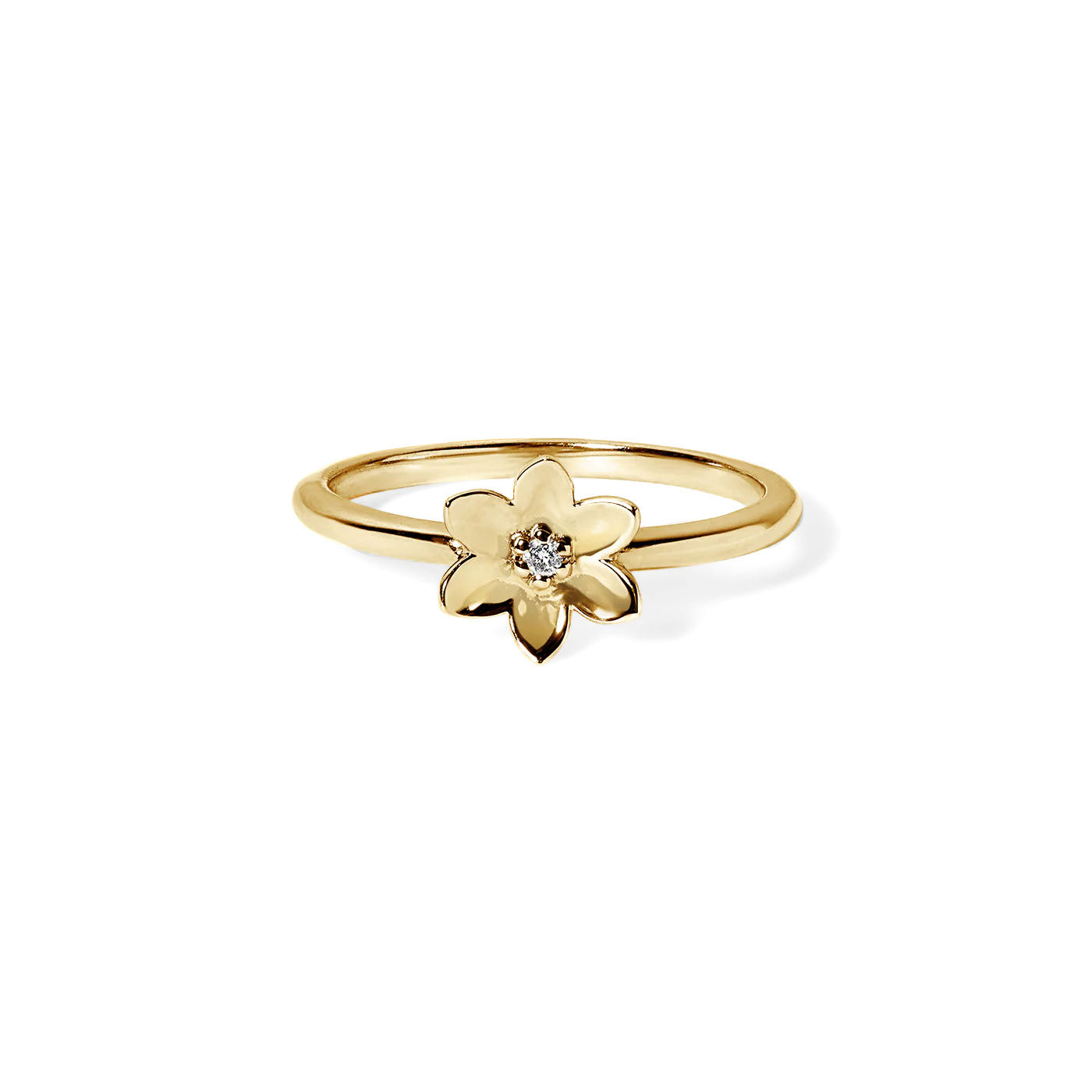 Flower Ring with Single Diamond