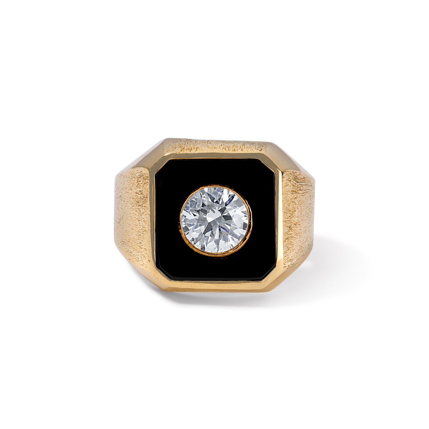 Onyx Frame with Center Round Diamond Ring