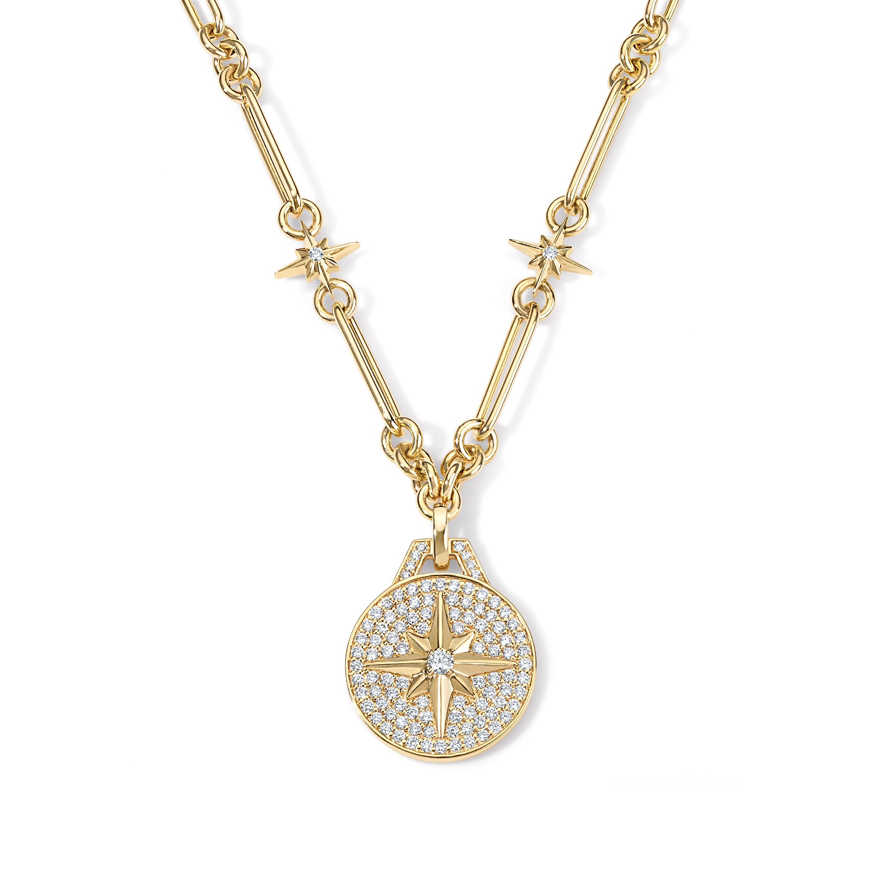 Gold and Diamond North Star Necklace