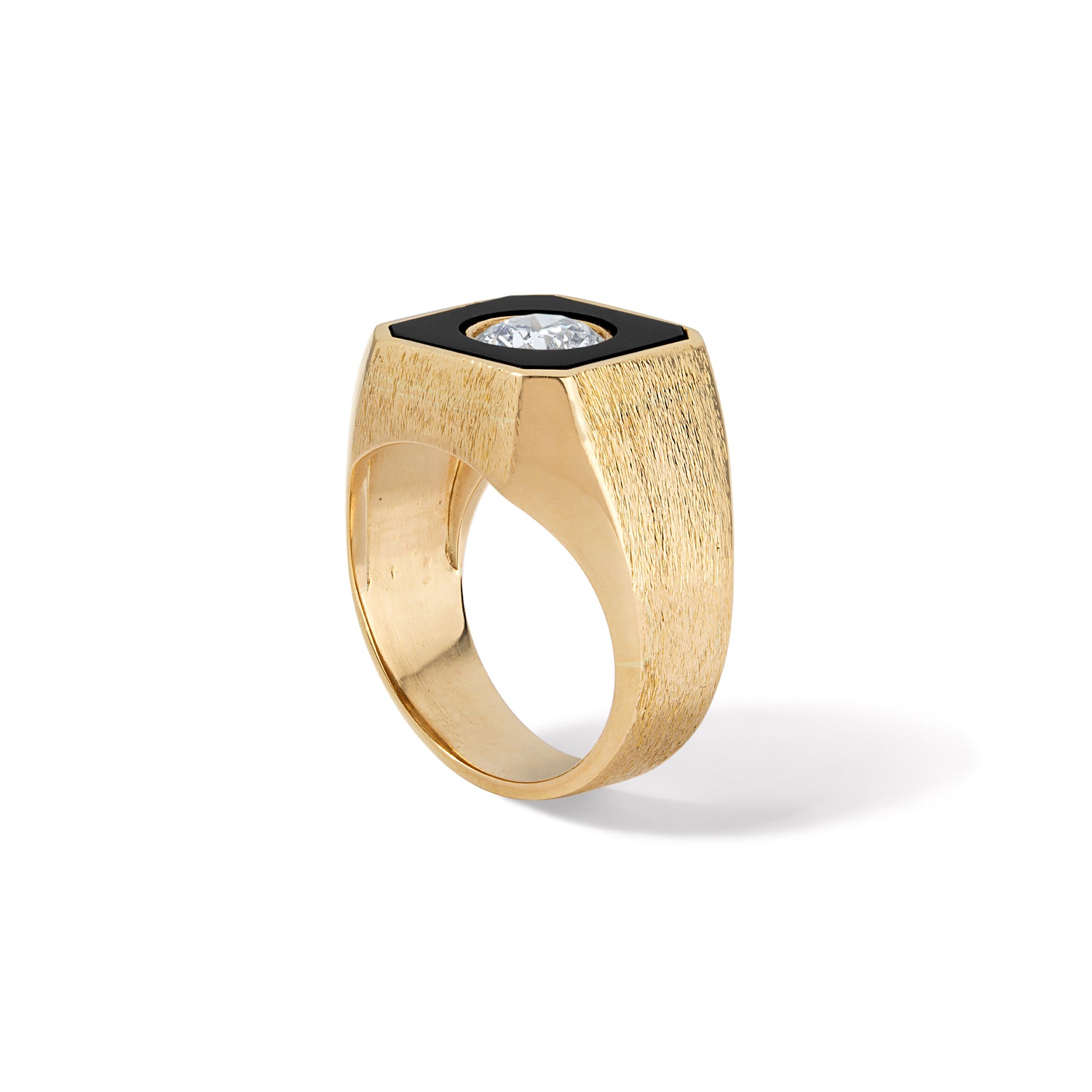 Onyx Frame with Center Round Diamond Ring