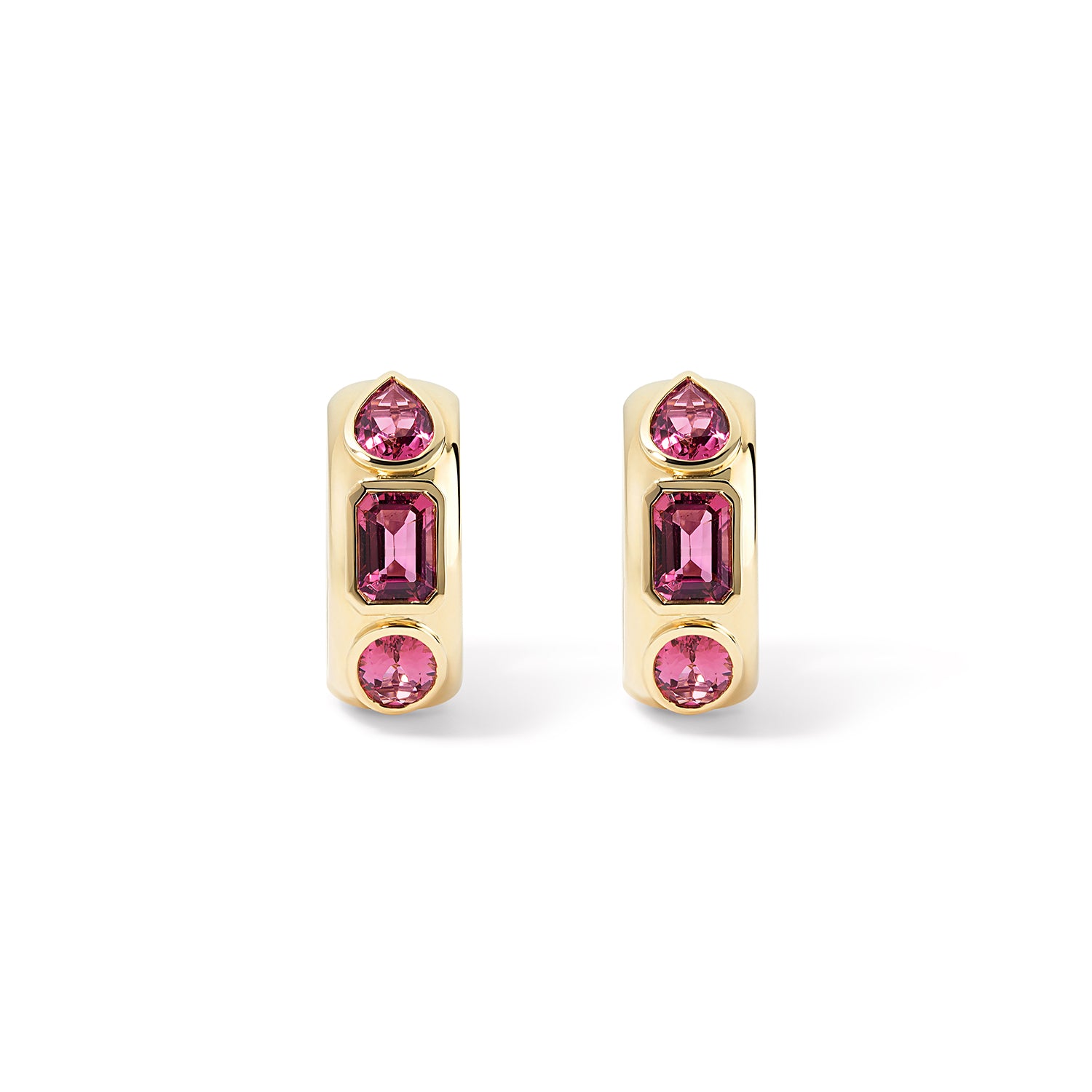 Pink Tourmaline Multi Shape Huggie