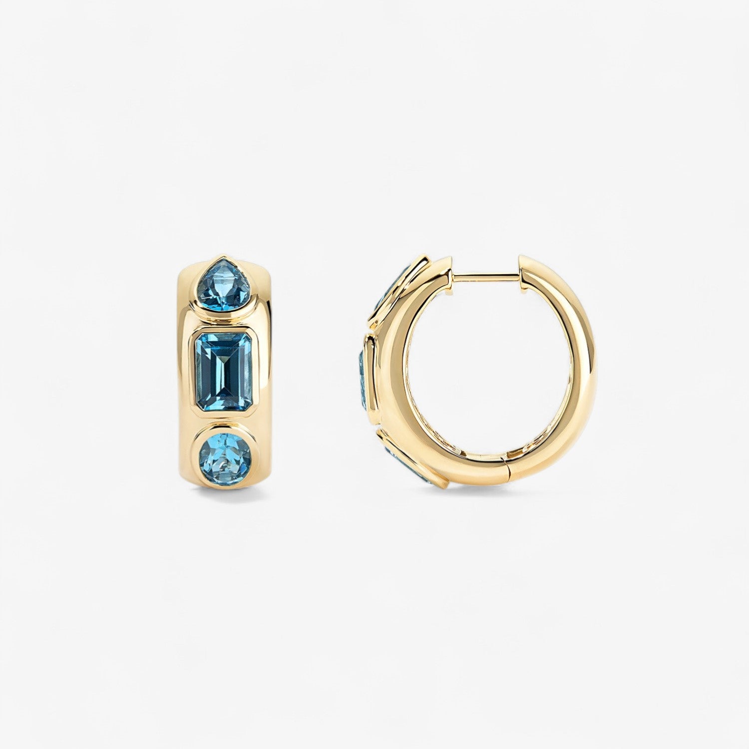 Gemma Blue Topaz Multi Shape Huggie