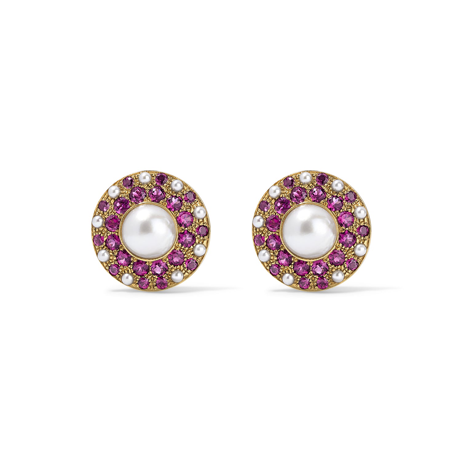 Pearl and Tourmaline Clip-On Earrings