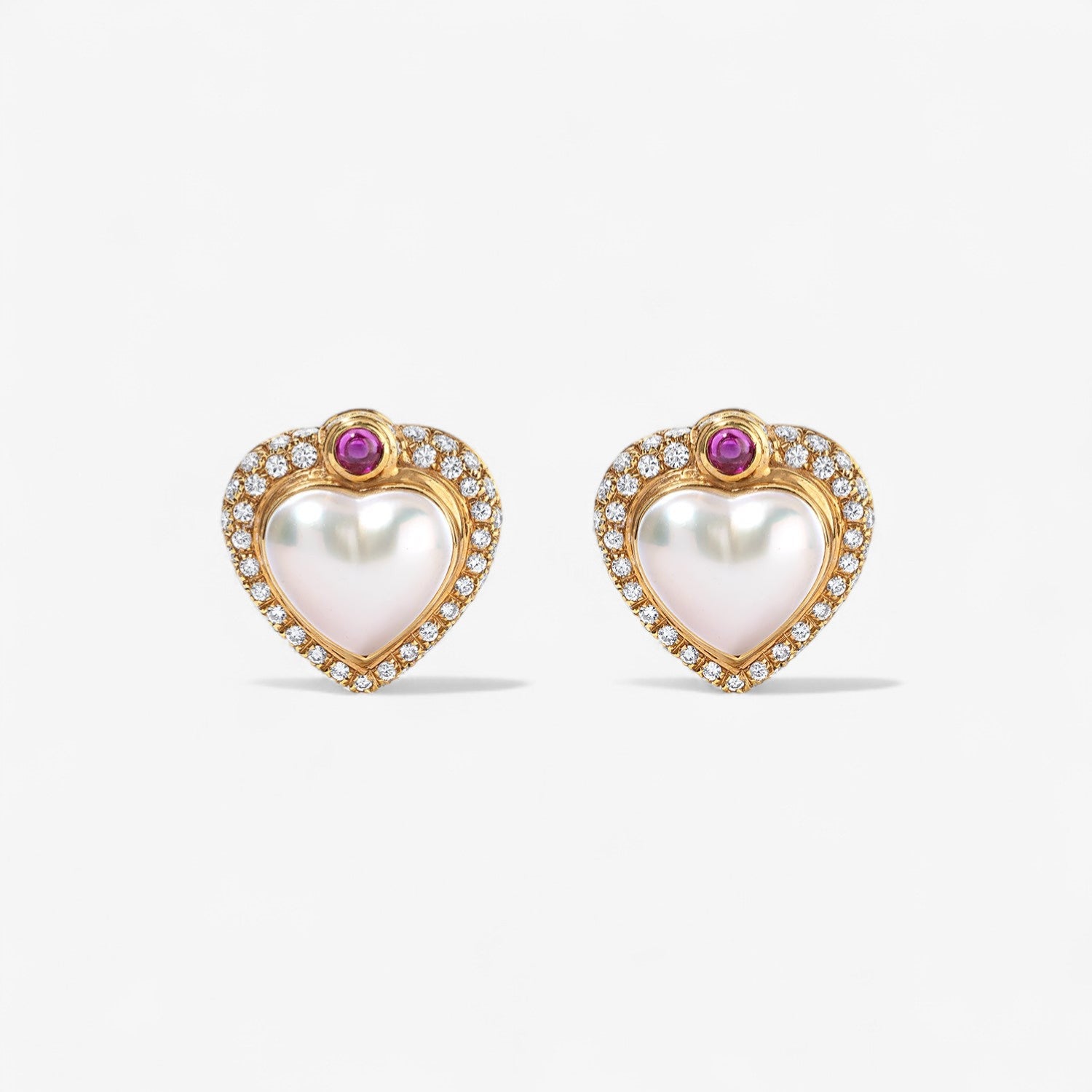 Pearl and Heart Clip-On Earrings